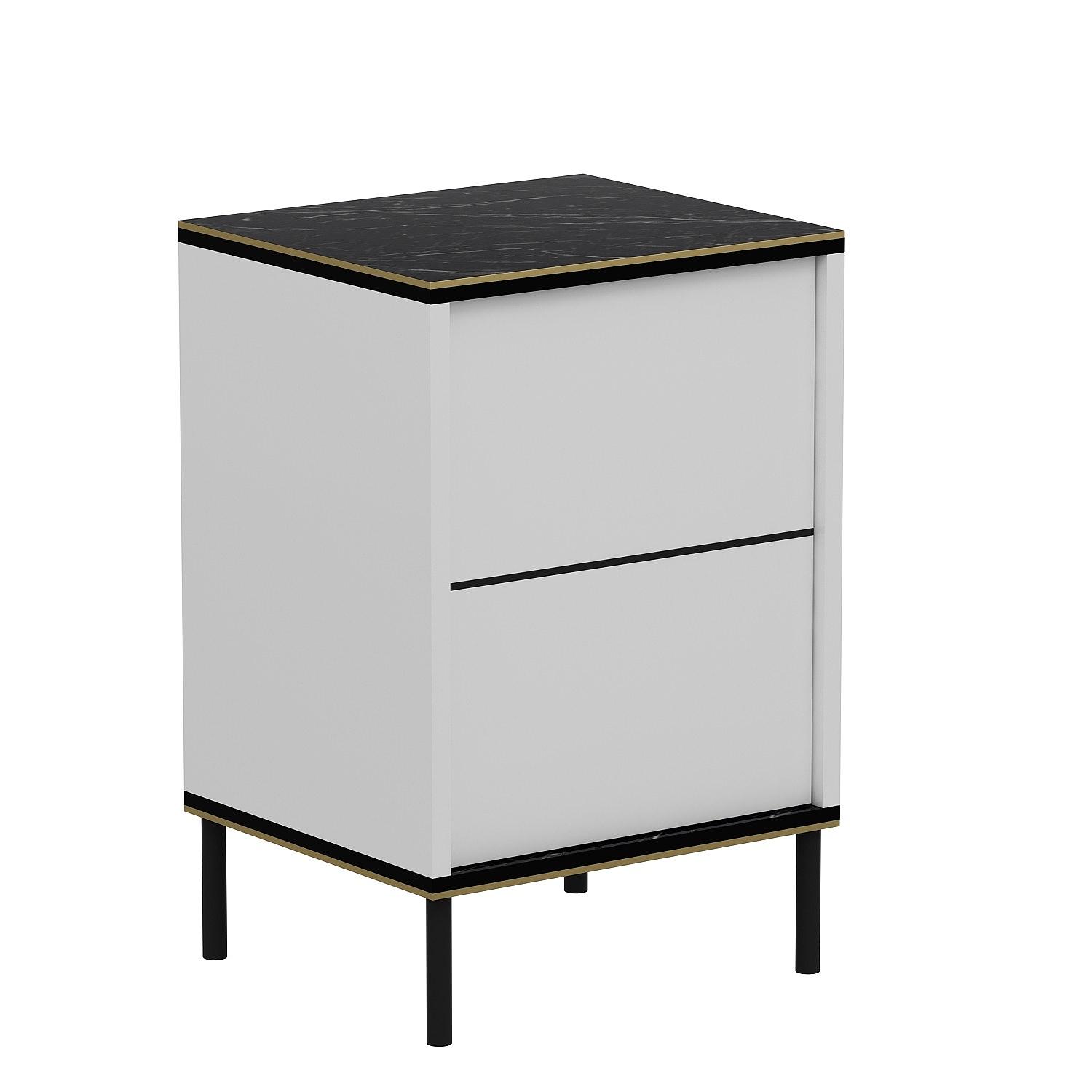 Imaj Nachttisch Holzfurnier Weiß Schwarz Gold 9