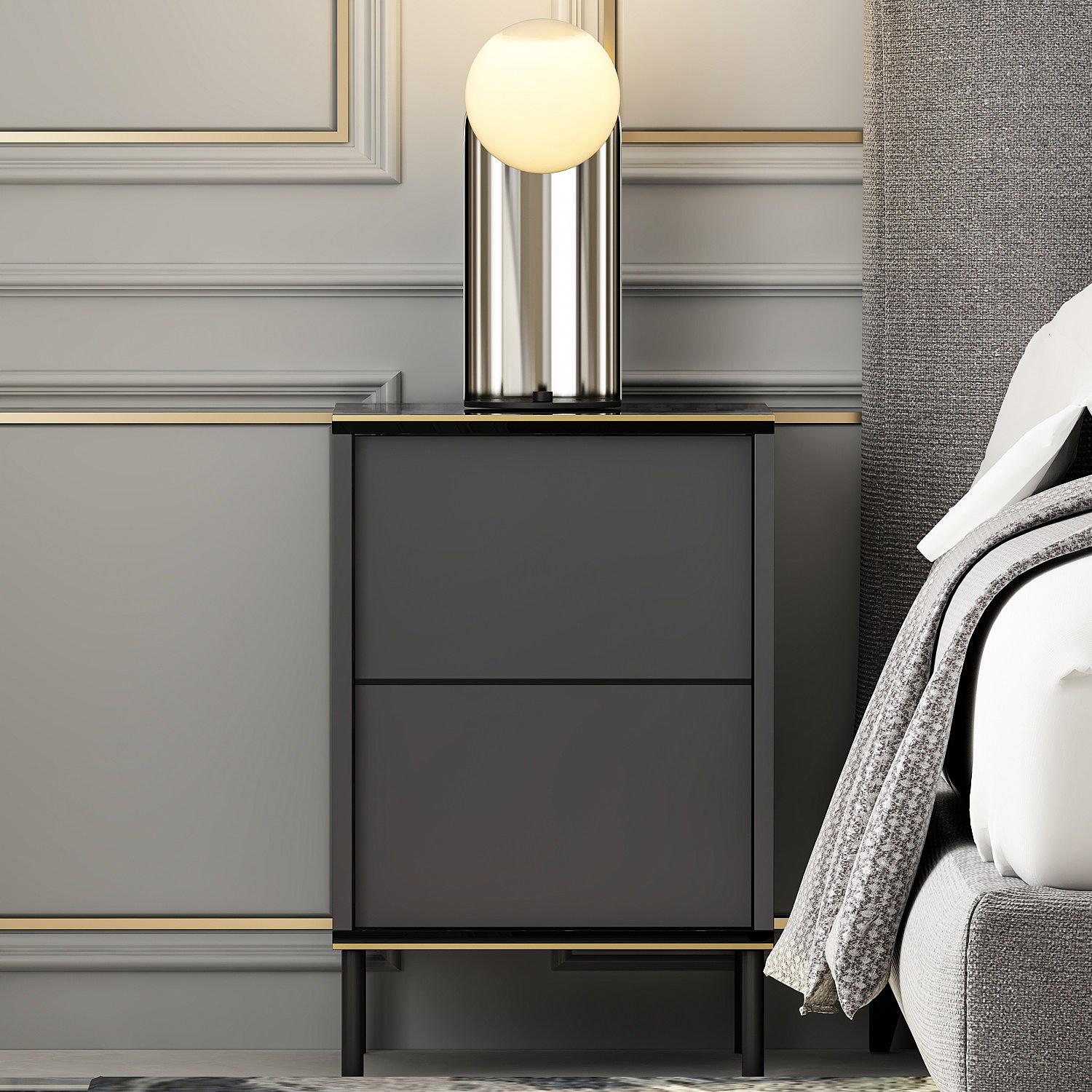 Imaj Nightstand Wood Veneer Anthracite 2