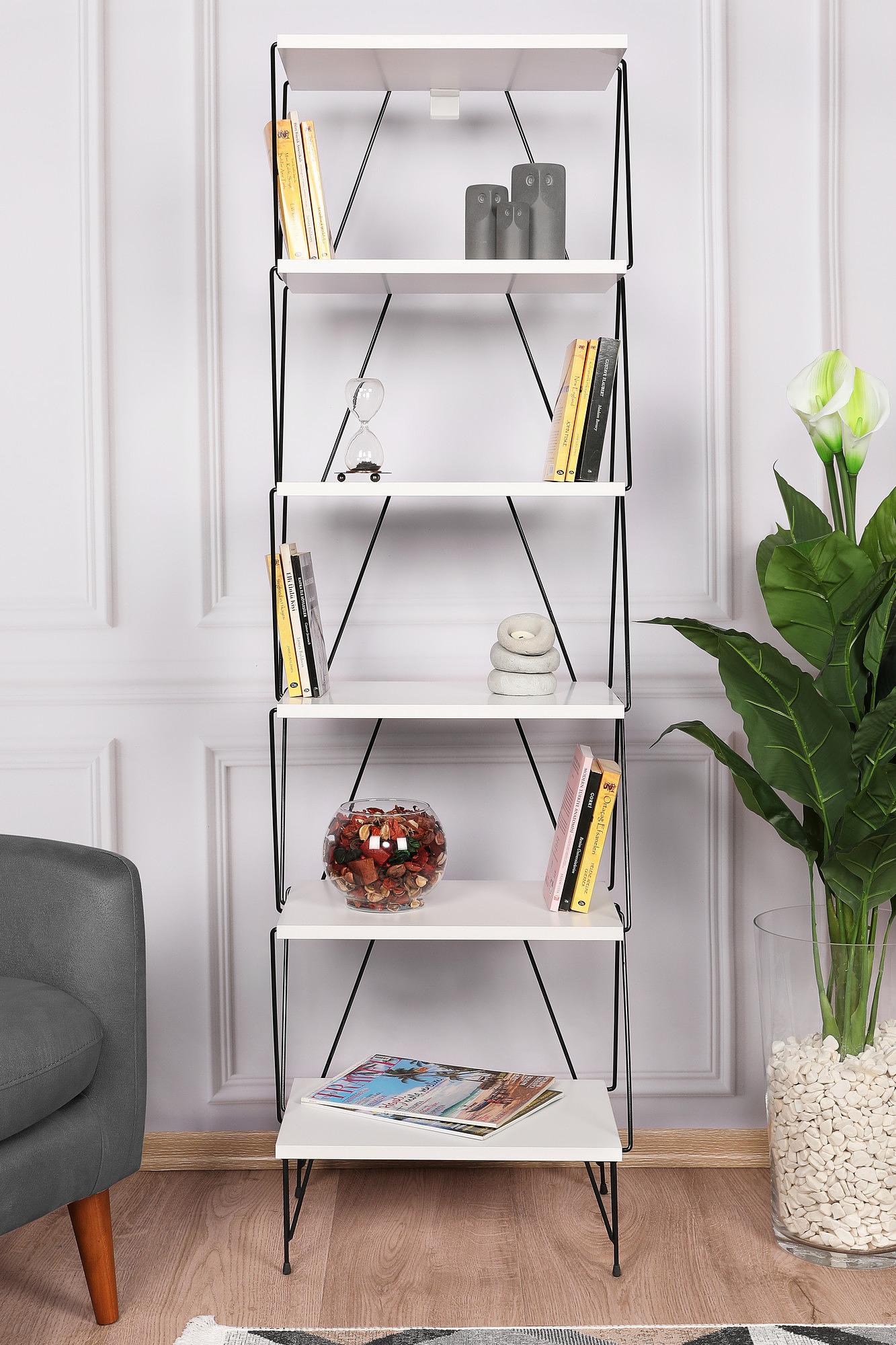 Balaban Bücherregal Holzfurnier Weiß 1