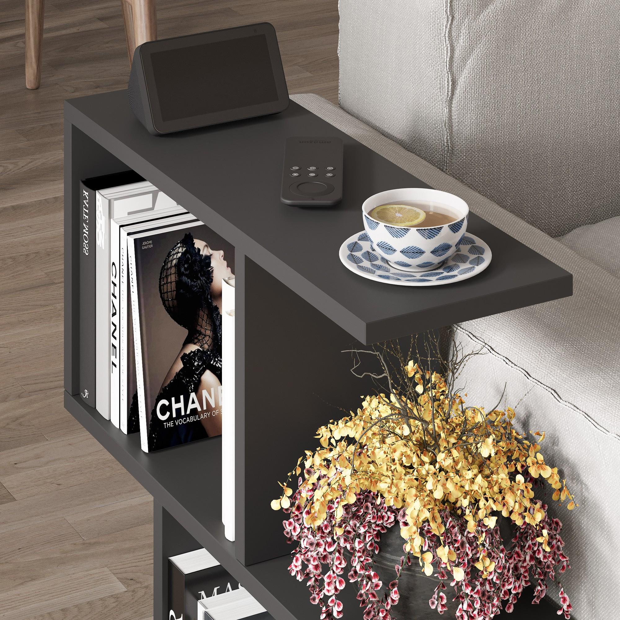 Homemania Coffee Table Wood Veneer Silky Black 3