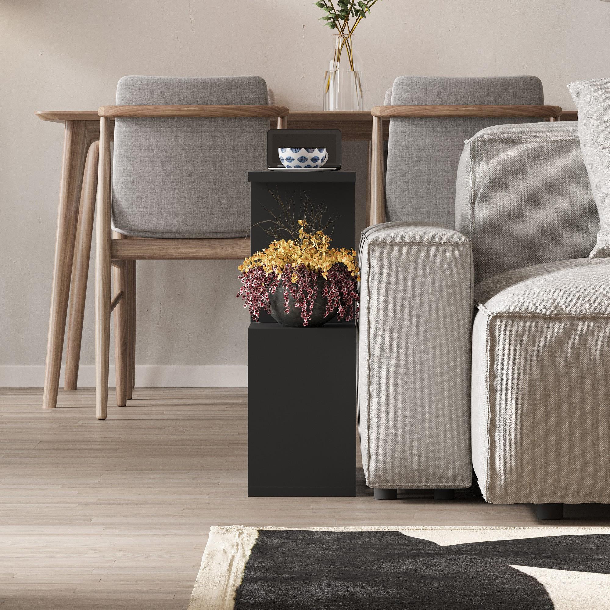 Homemania Coffee Table Wood Veneer Silky Black 2
