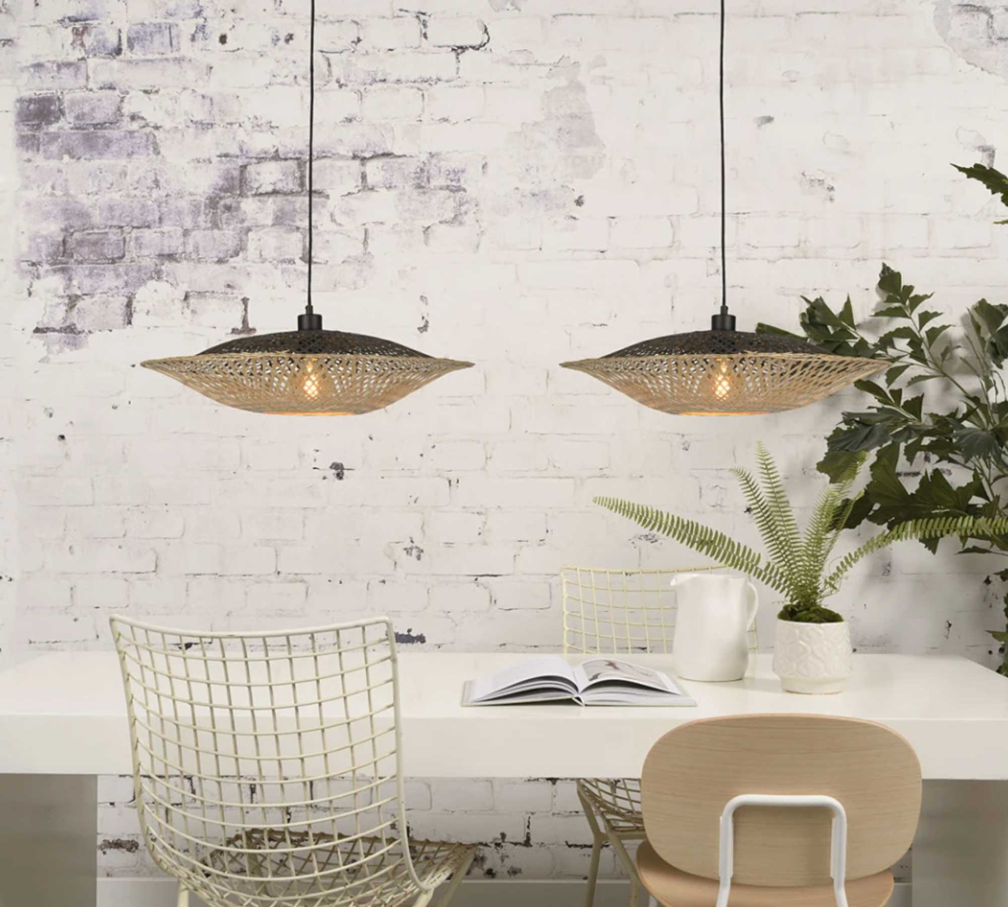 Pendant lamp 1-flame solid bamboo 5