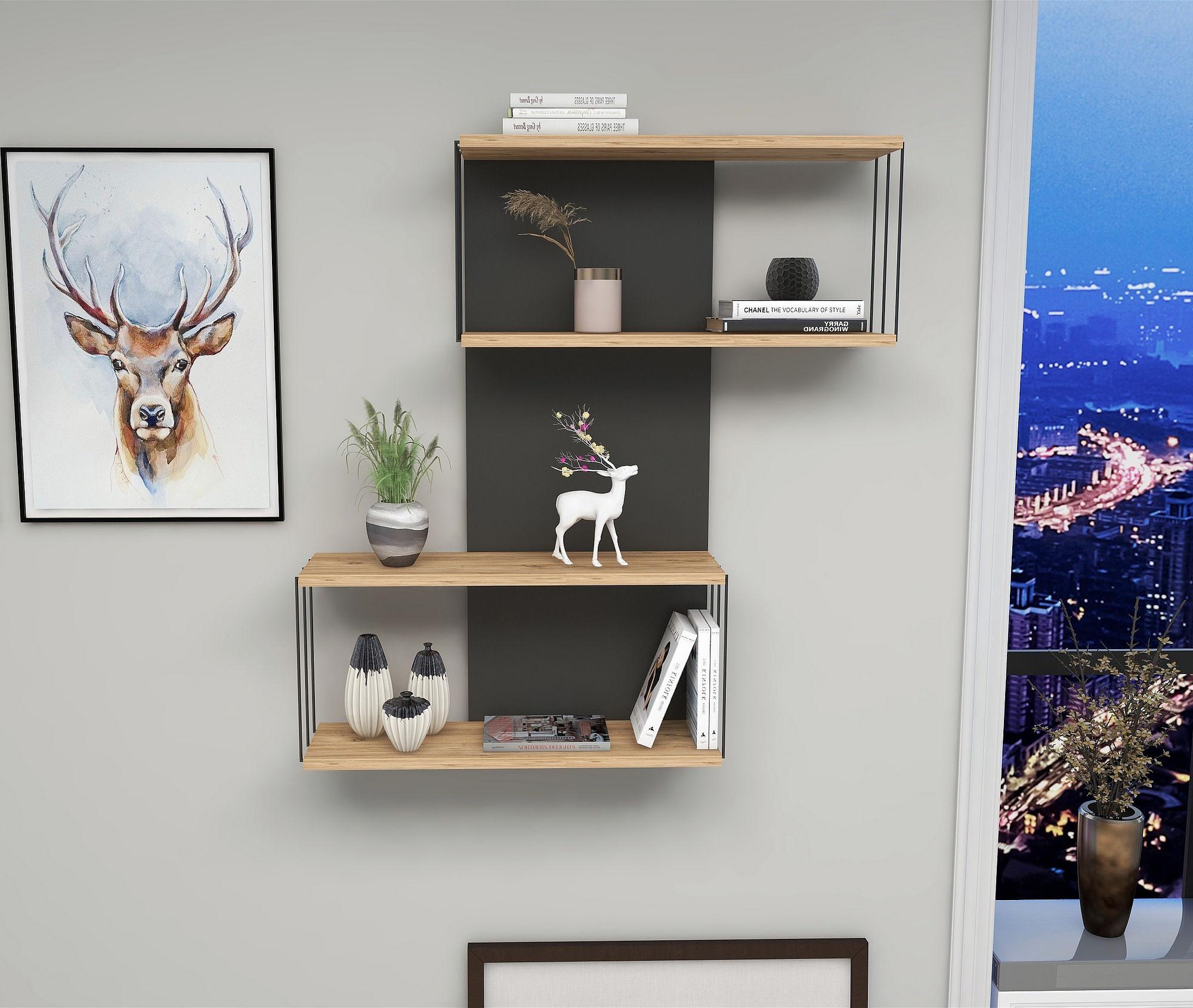 Destan Wandregal Holzfurnier Anthrazit 3