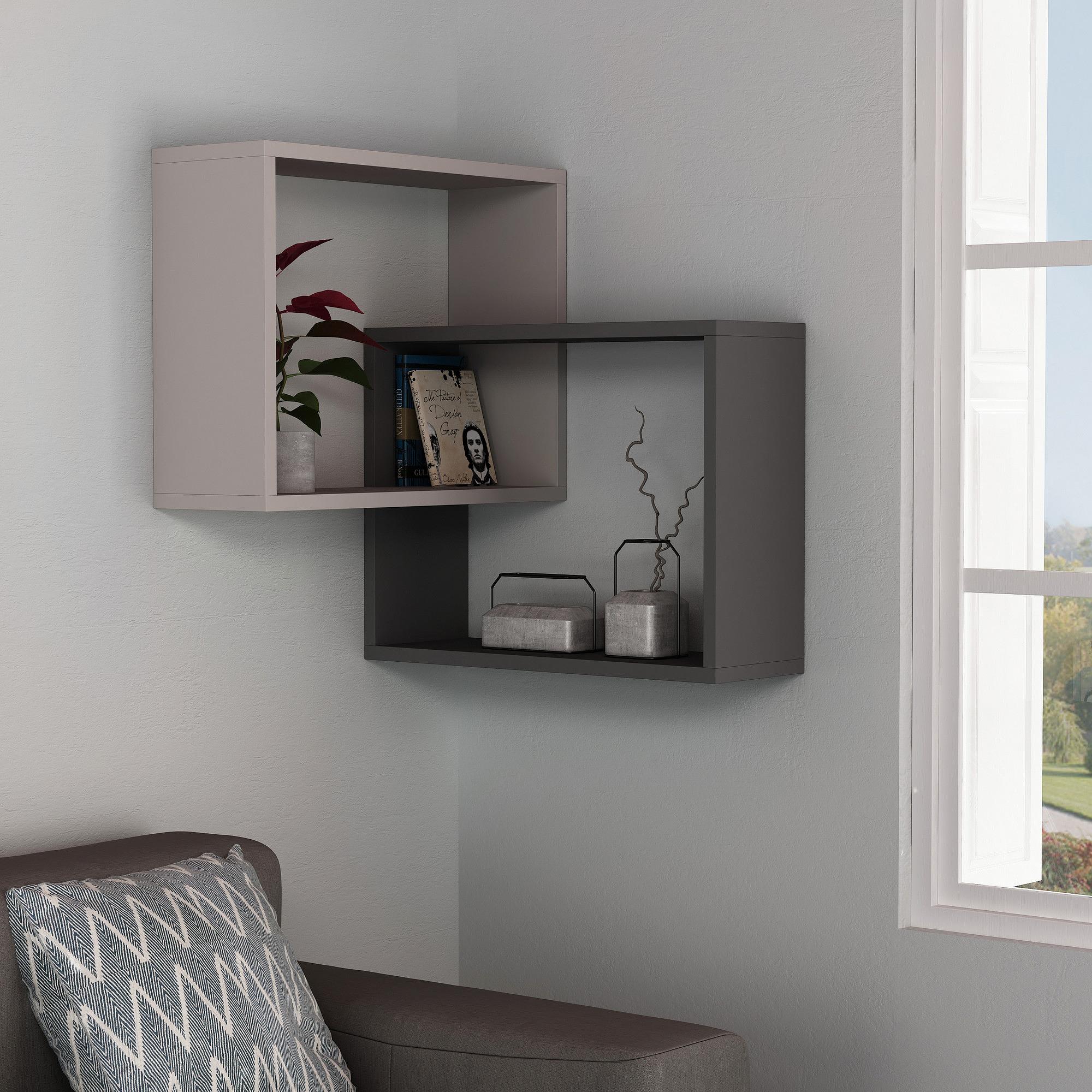 Ring Wall Shelf Wood Veneer Light Mocha Anthracite 1