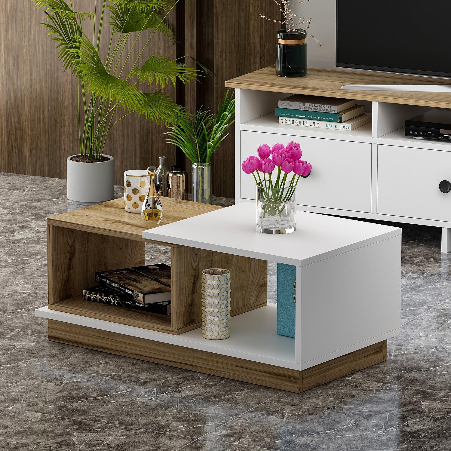Viyana Couchtisch Holzfurnier Weiß 2