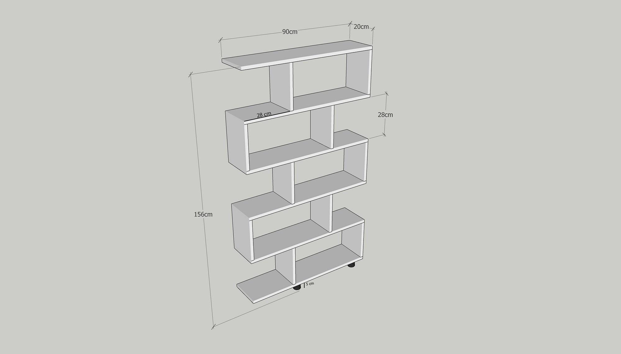 Elif Bookshelf Wood Veneer White 4