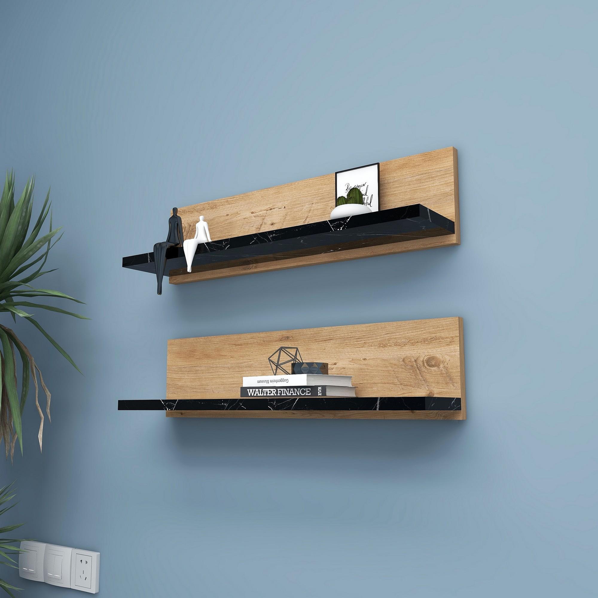 Shelf Wandregal Holzfurnier Schwarz 2