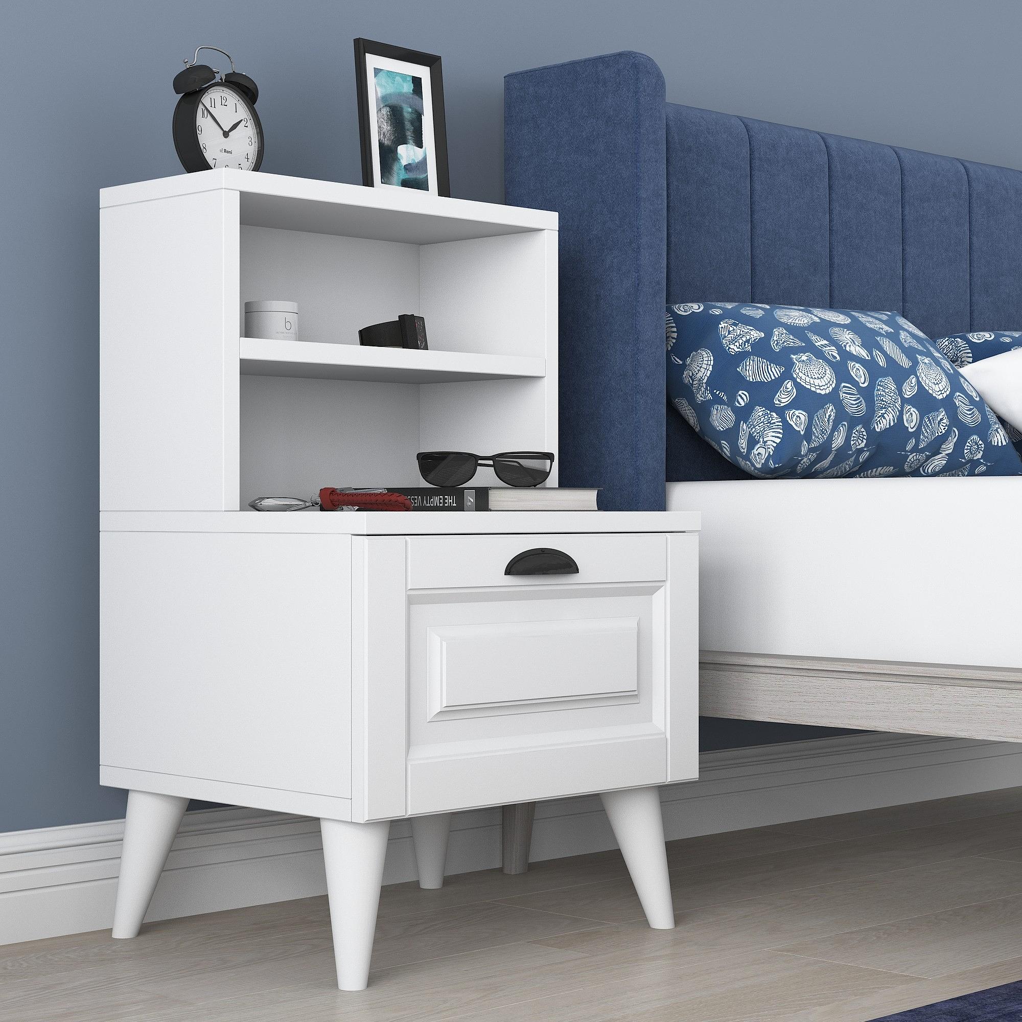 Bd105 Nightstand Wood veneer White 1