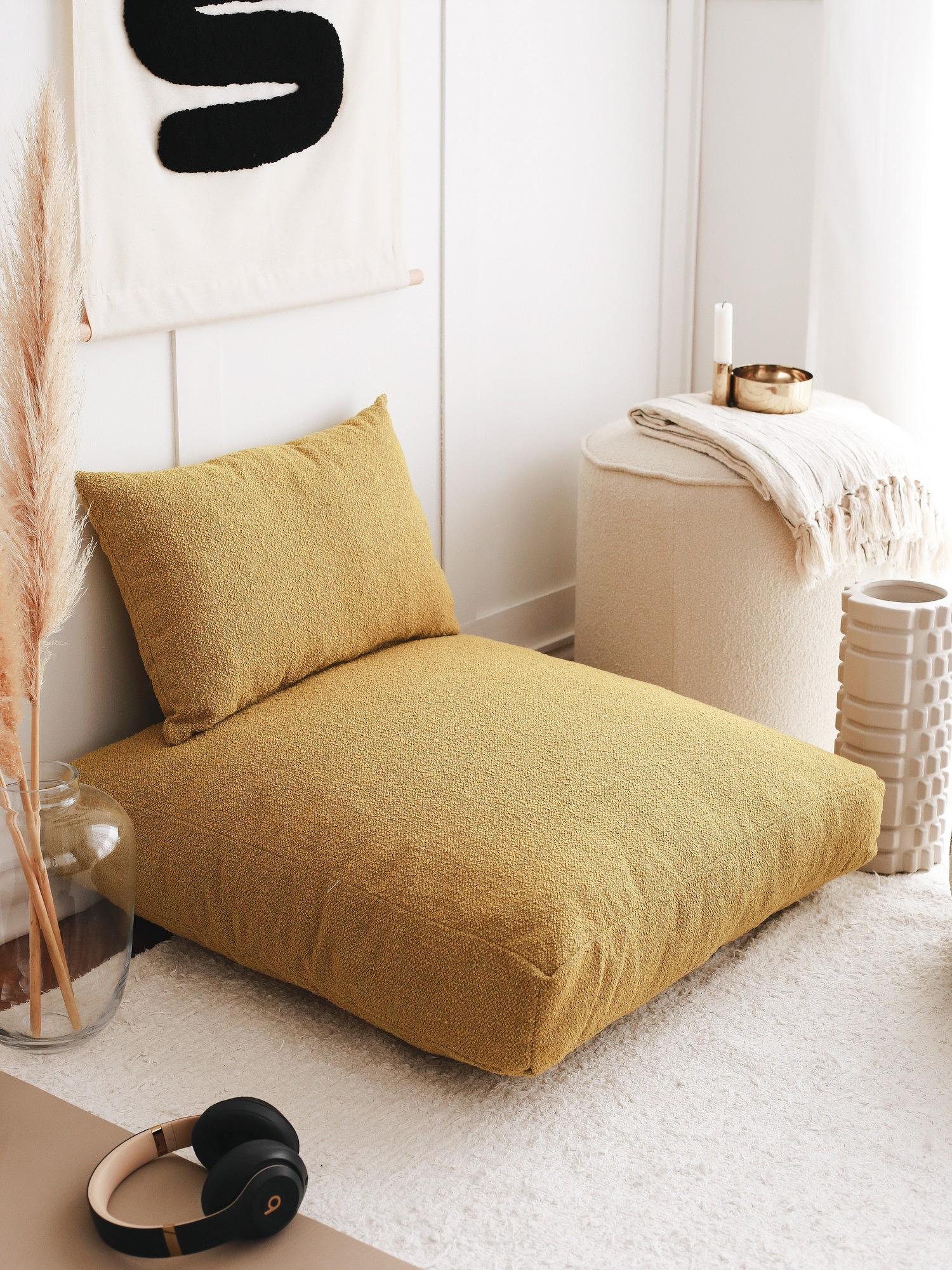 Woven seat cushion Teddy Mustard 2