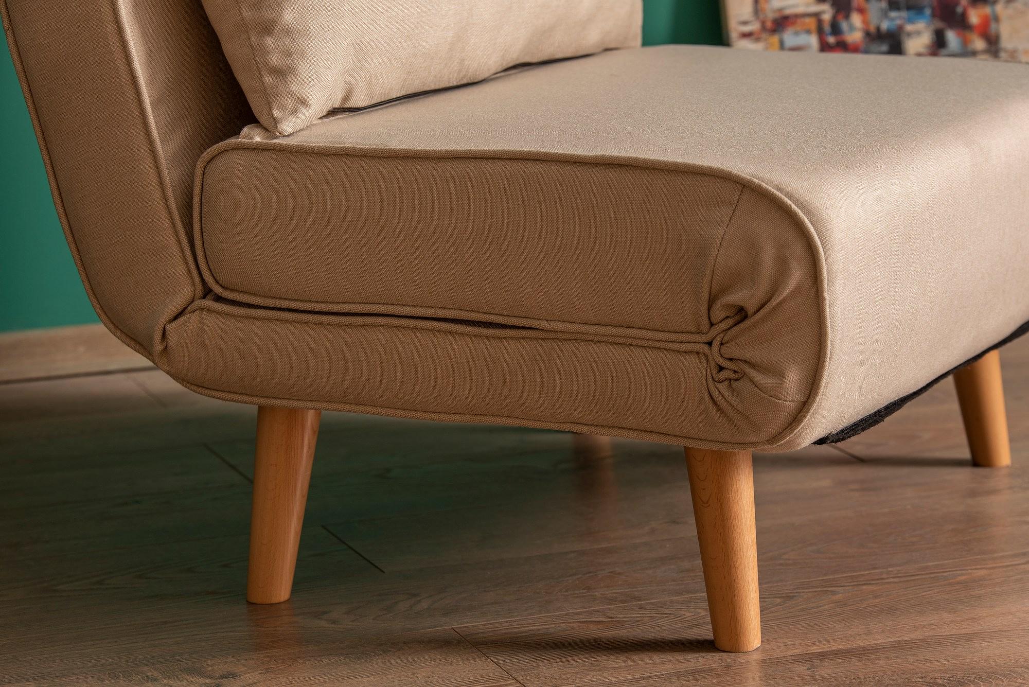 Foldable sofa bed 1-seater cream 6