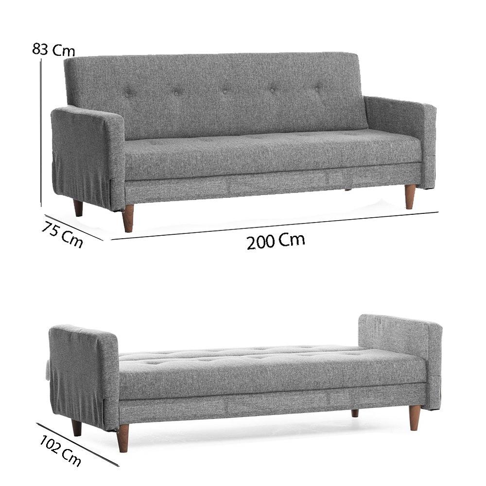 Hiko Sofa bed 3-seater Light grey 6