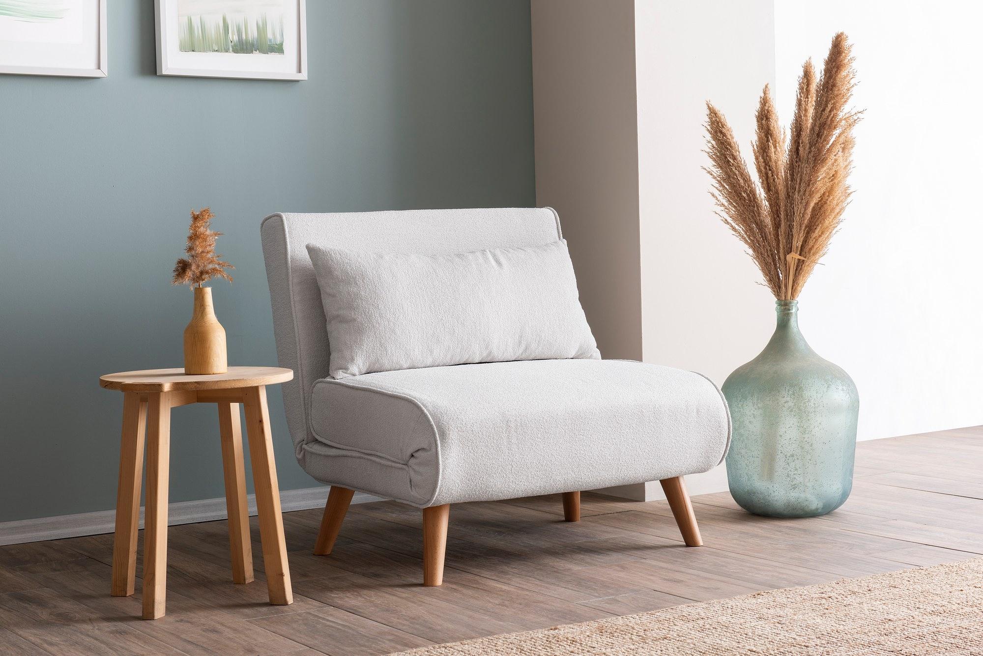 Foldable Sofa Bed 1-Seater White 1