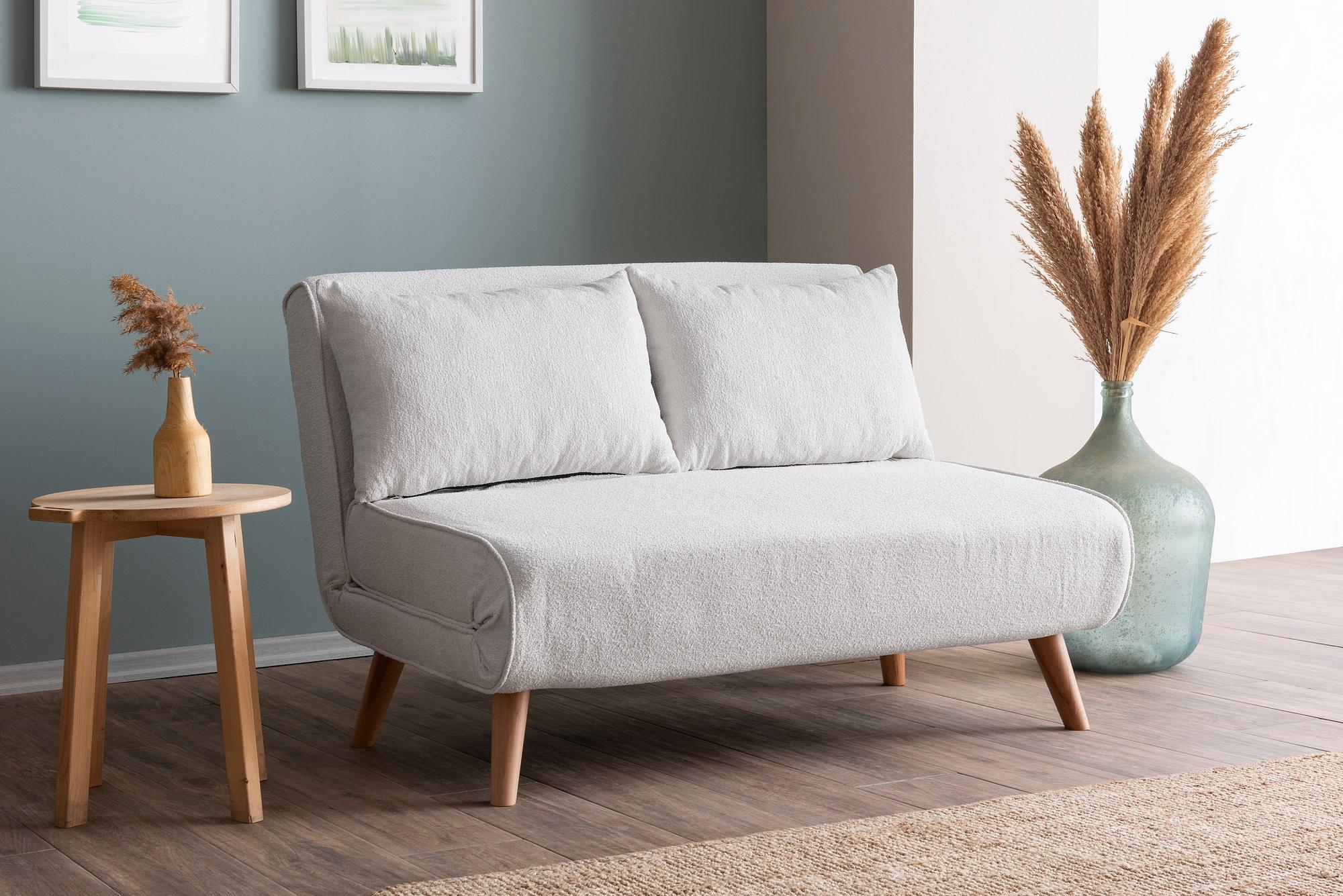Foldable Sofa Bed 2-Seater White 1