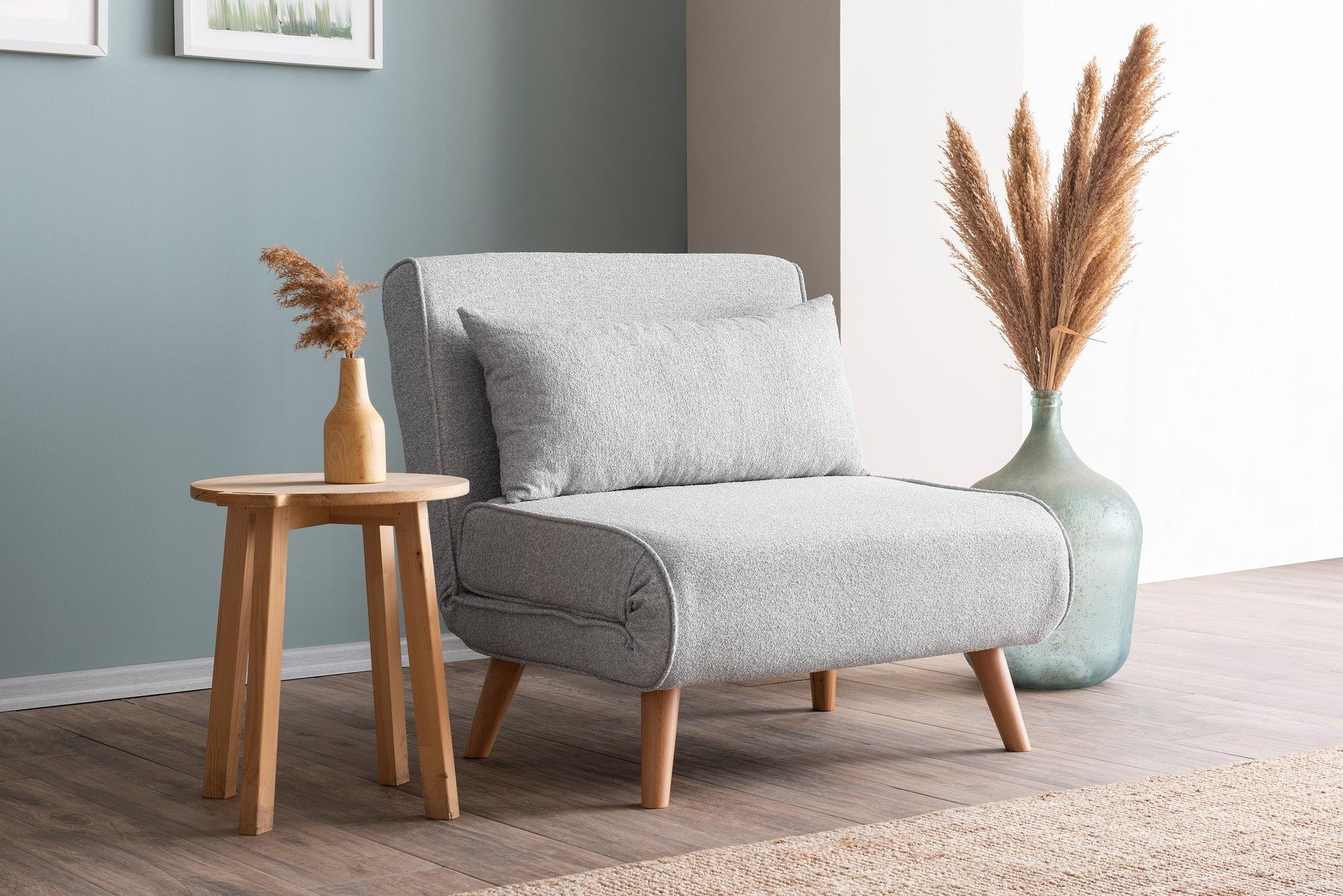 Foldable sofa bed 1-seater grey 1