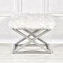 Capraz Plush Pouf Silver White 1