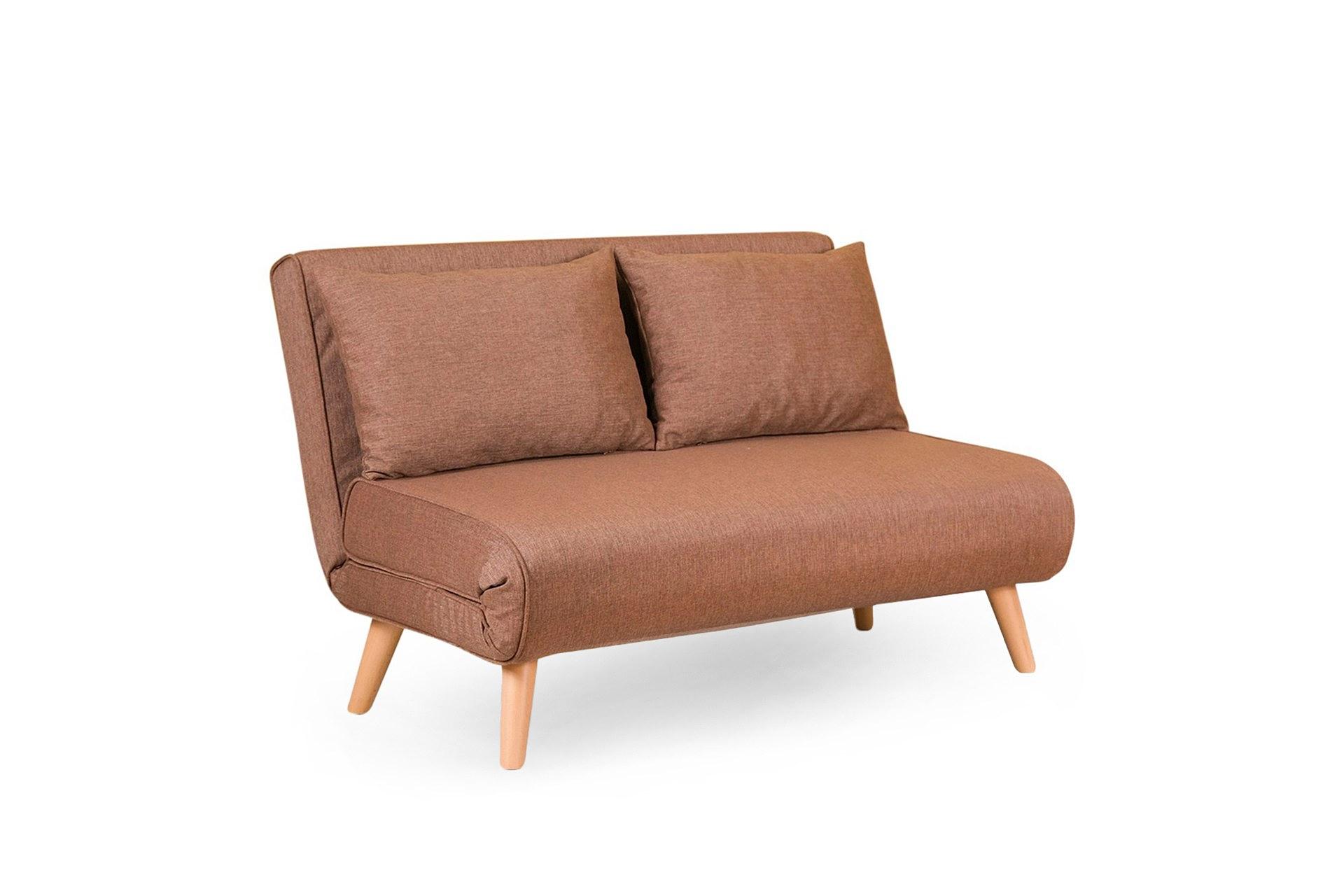 Fold-out sofa bed 2-seater brown 6