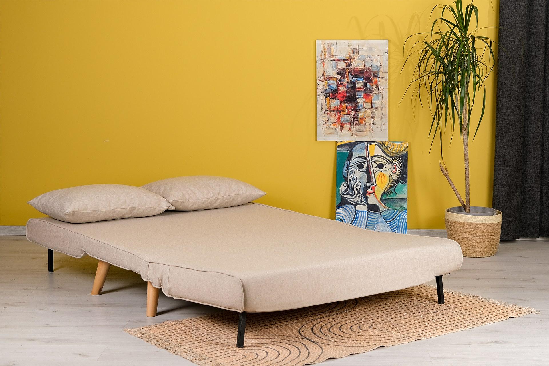 Foldable Sofa Bed 2-seater Cream 3
