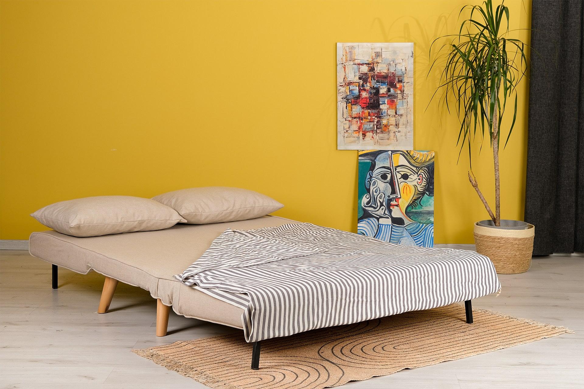 Foldable Sofa Bed 2-seater Cream 4