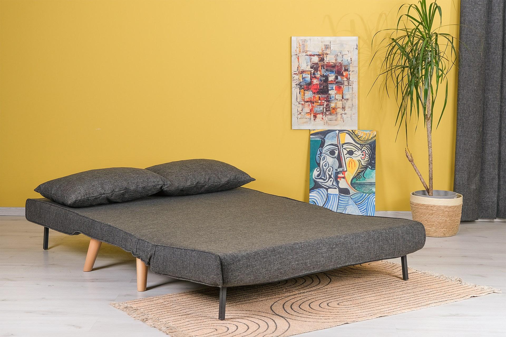 Foldable Sofa Bed 2-seater Dark Grey 3