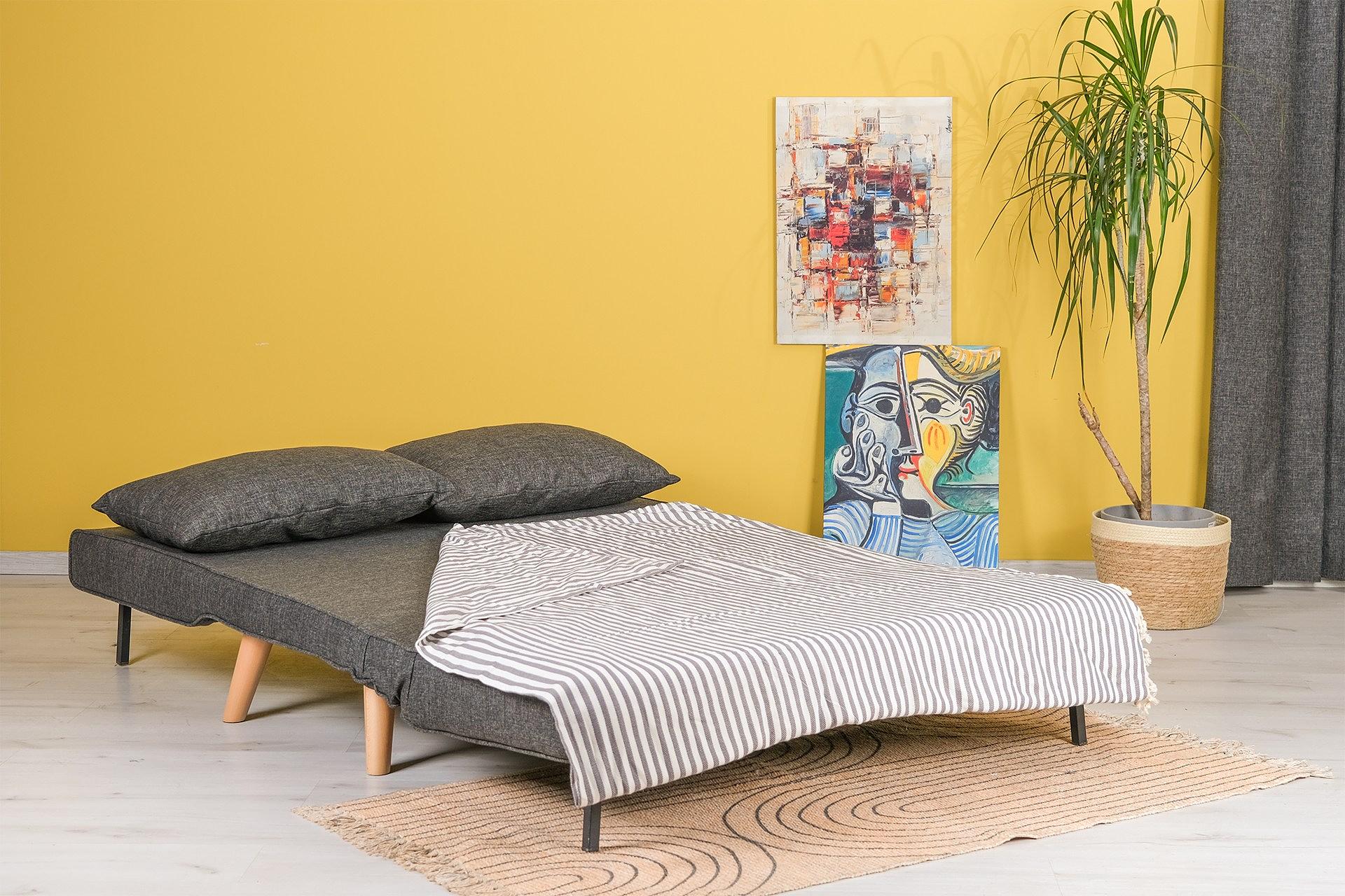 Foldable Sofa Bed 2-seater Dark Grey 4