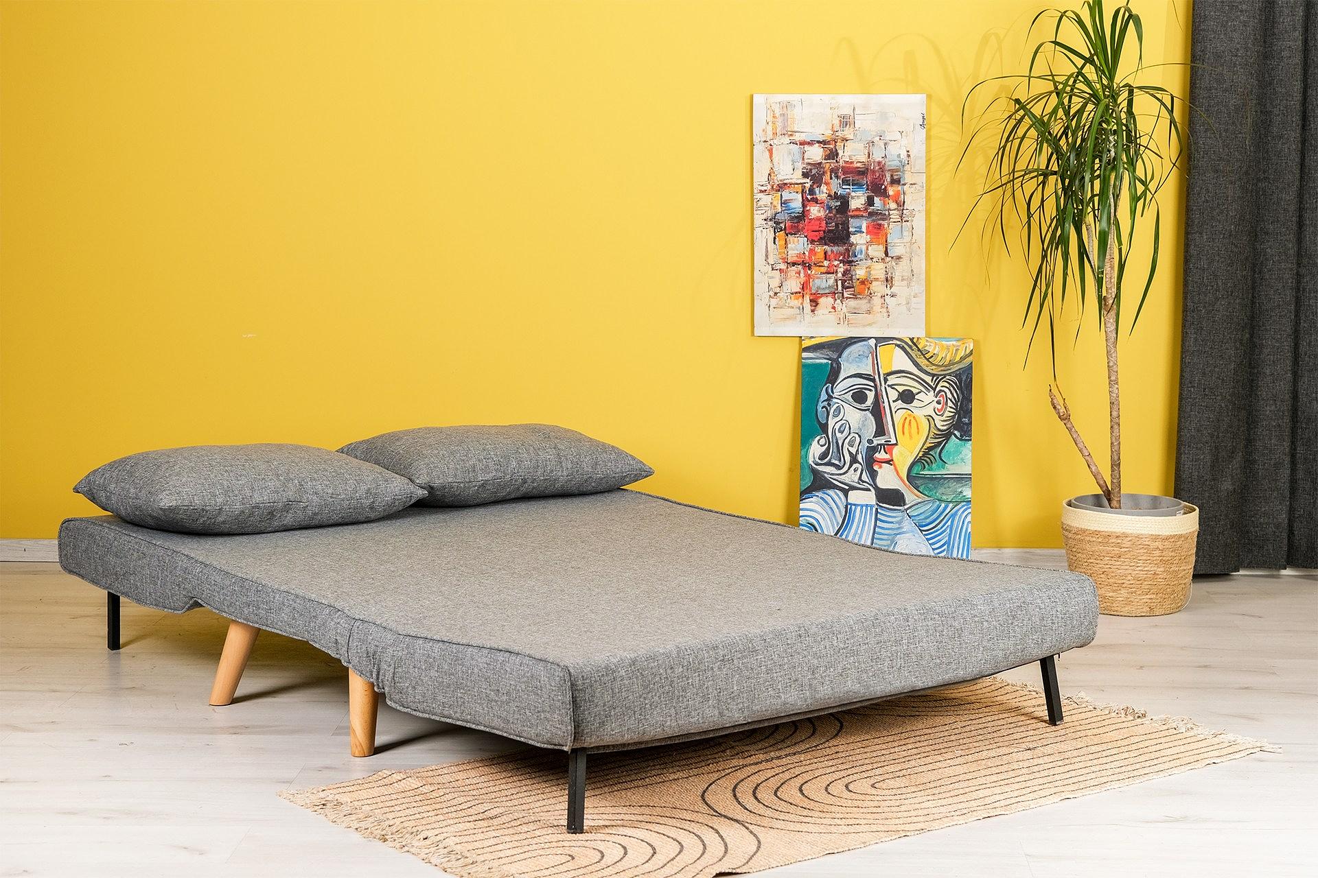 Foldable sofa bed 2-seater light grey 3