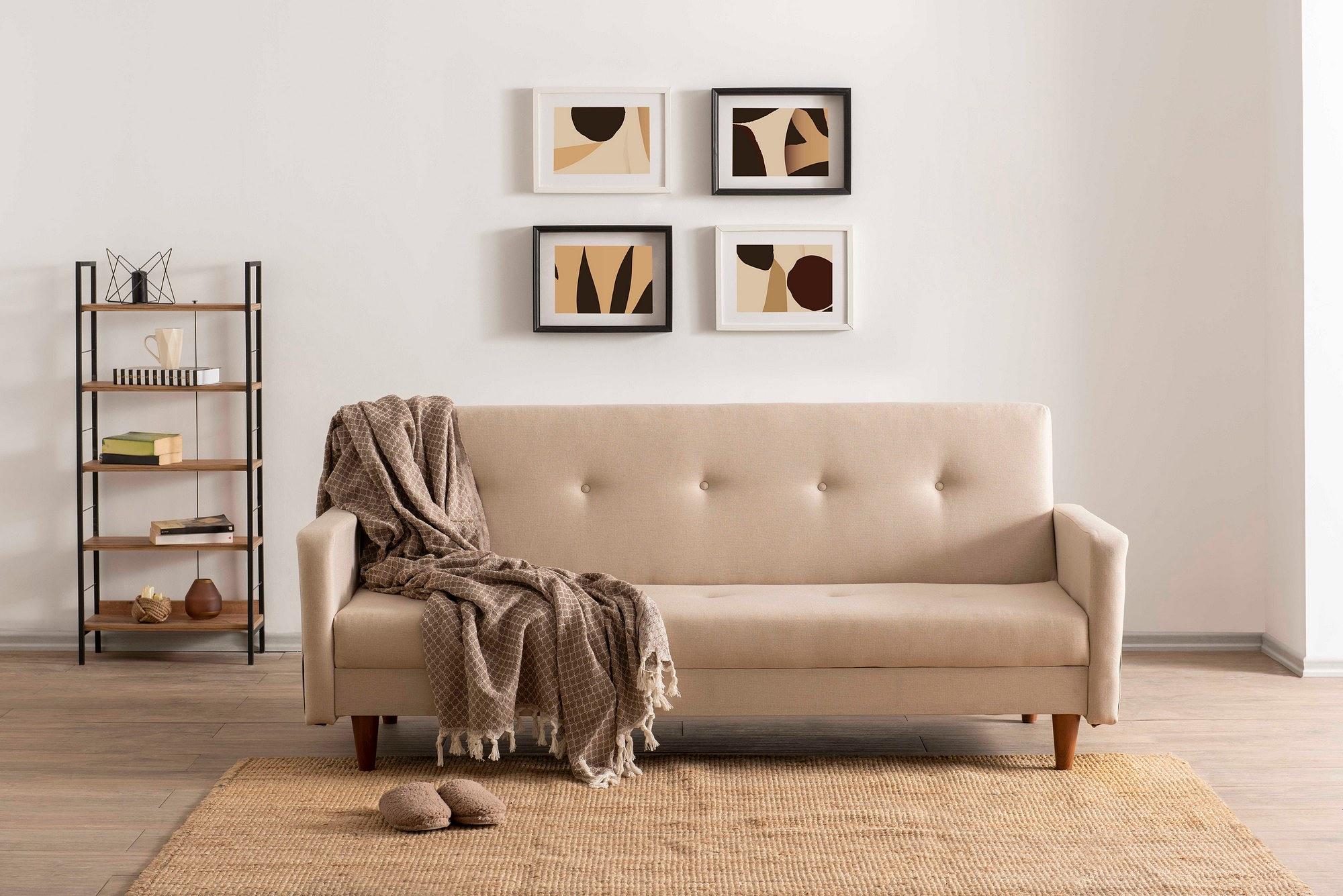 Hiko Sofa bed 3-seater Cream 1