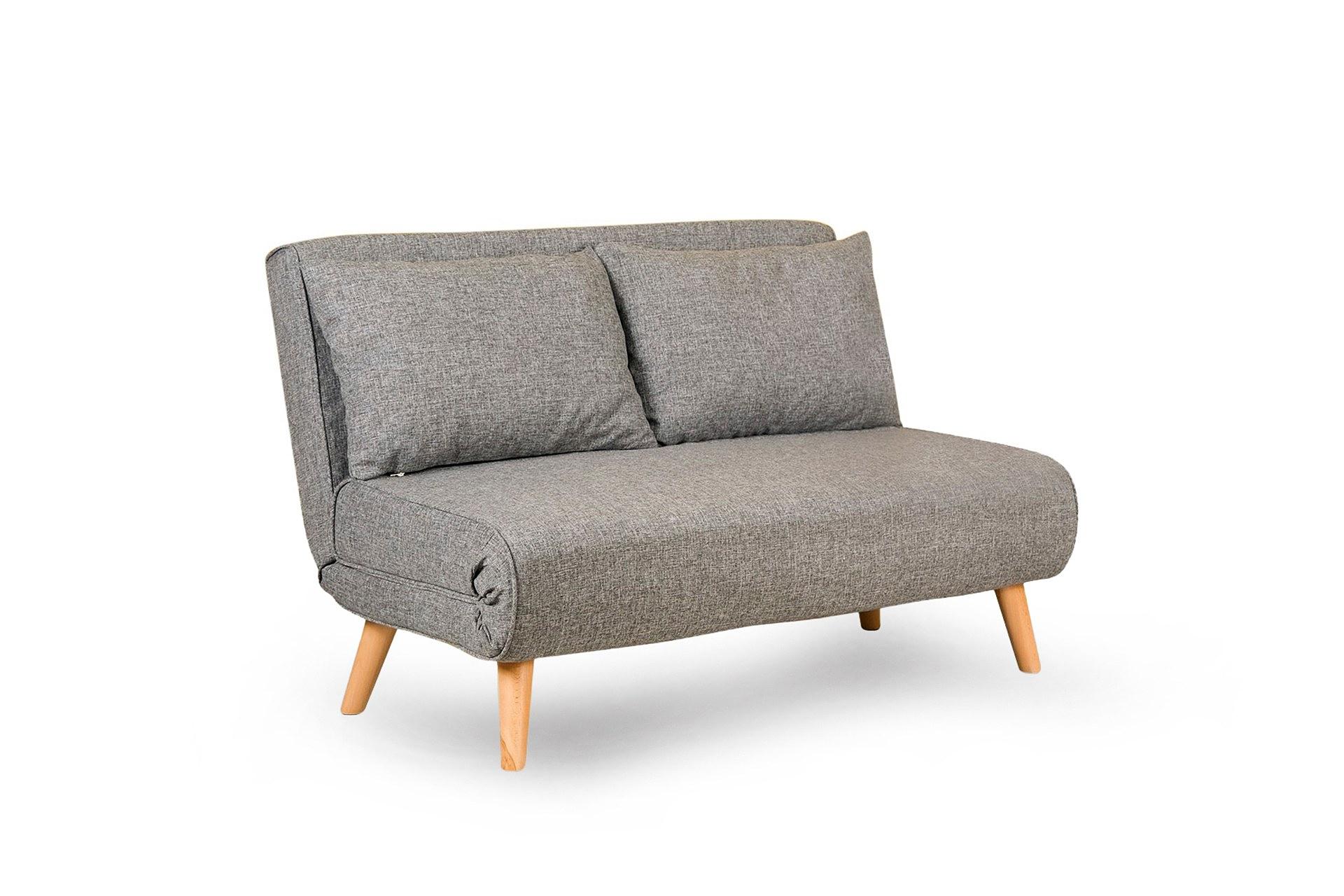 Foldable sofa bed 2-seater light grey 6