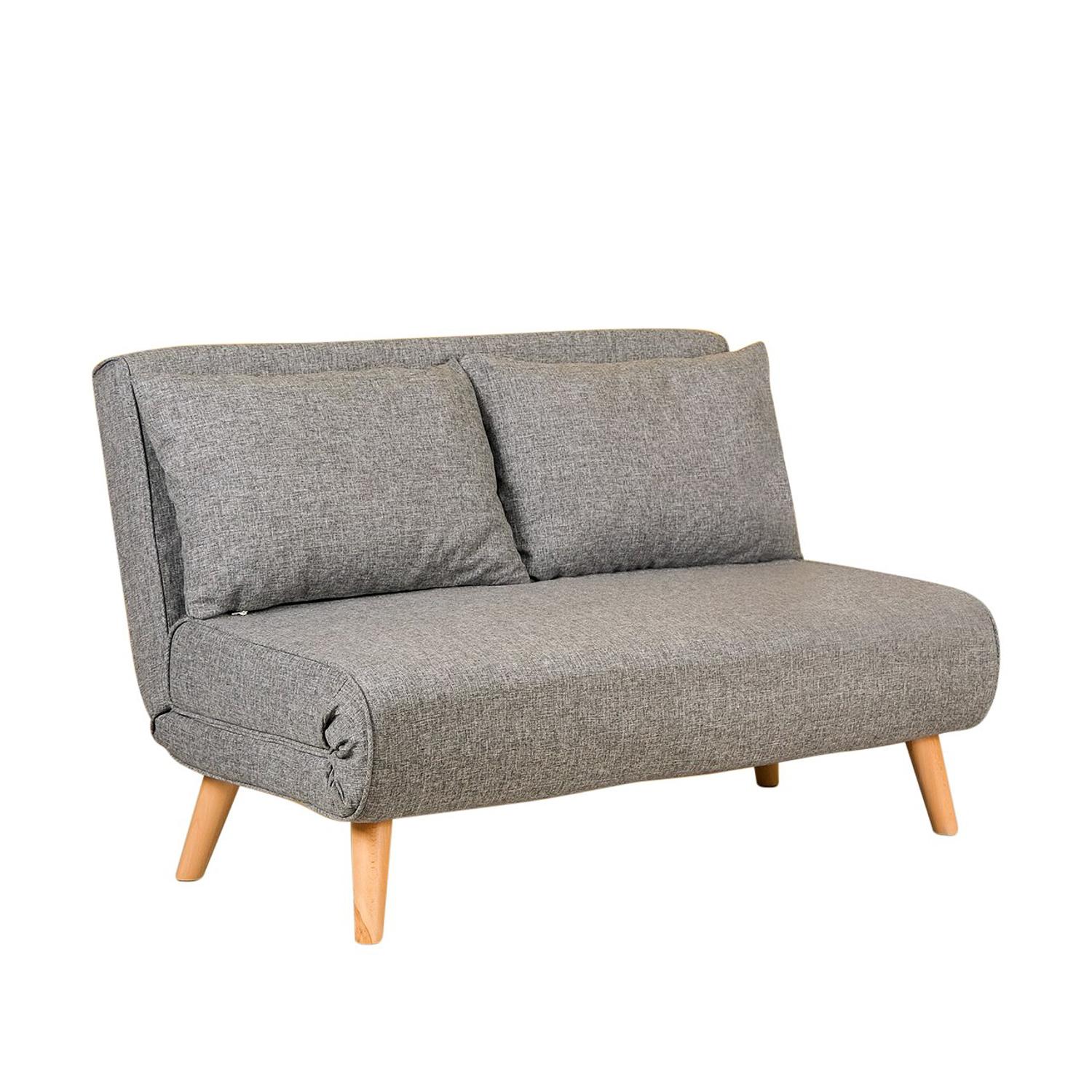 Foldable sofa bed 2-seater light grey 5