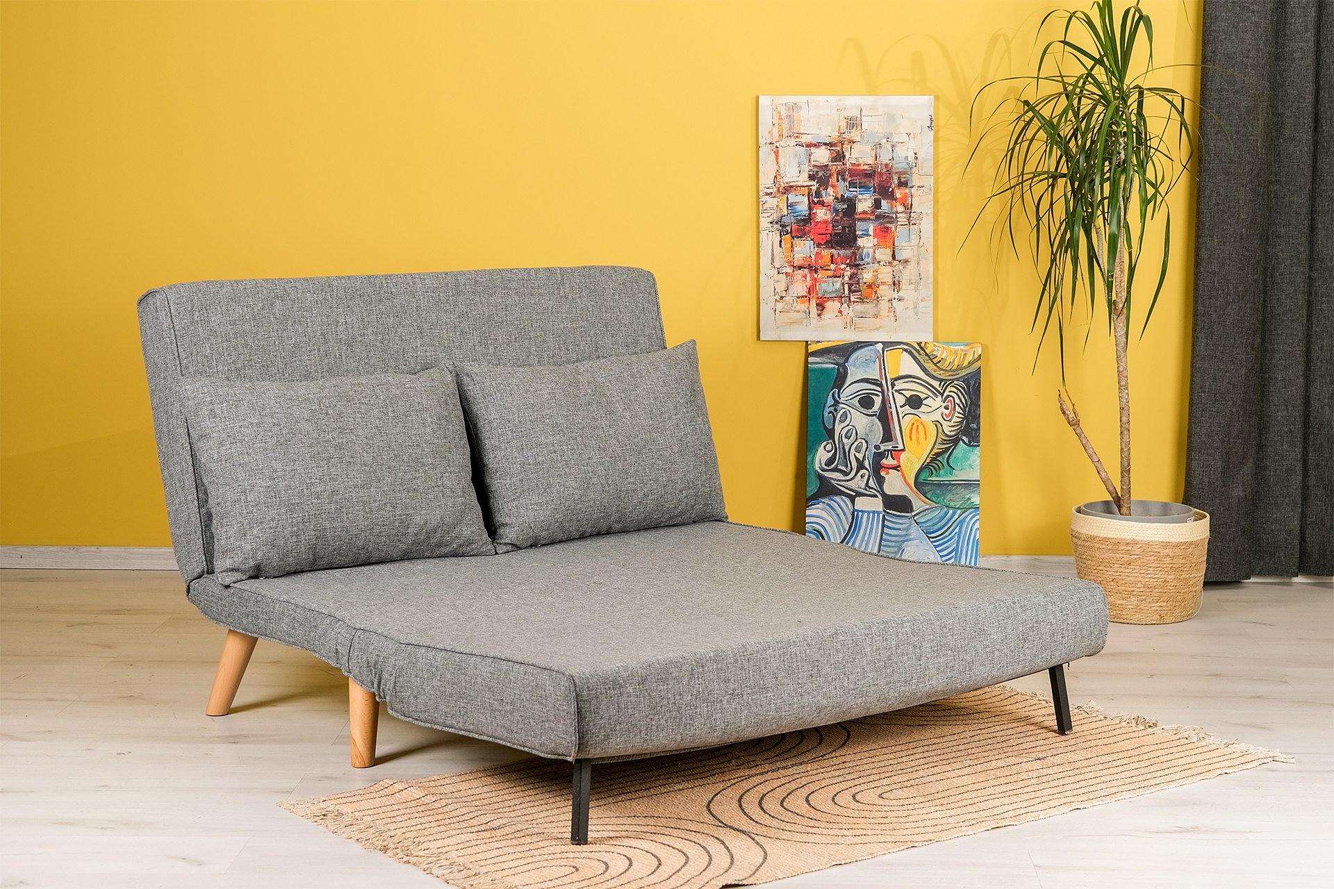 Foldable sofa bed 2-seater light grey 2