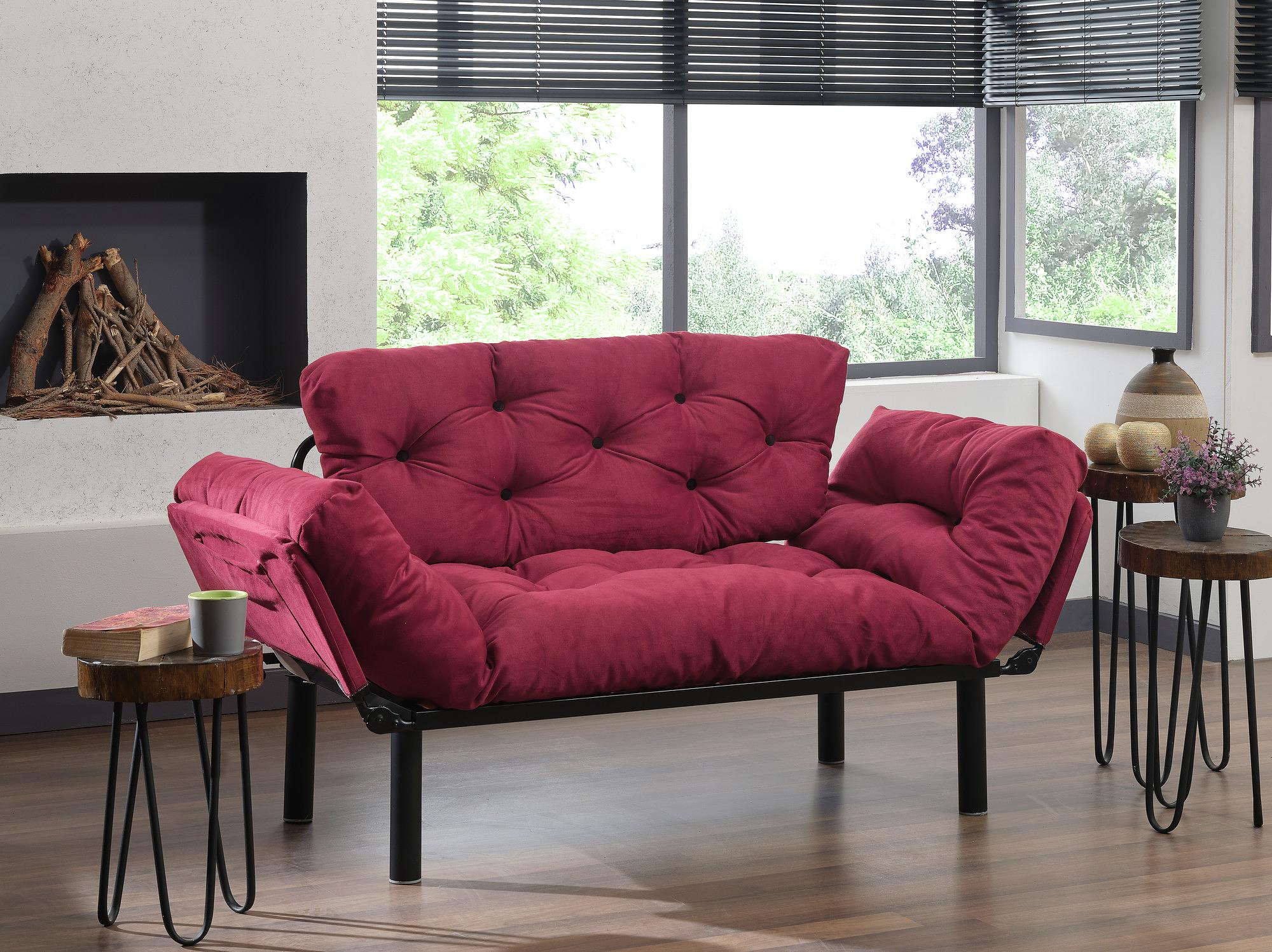 Nitta Sofa Bed 2-seater Maroon 2