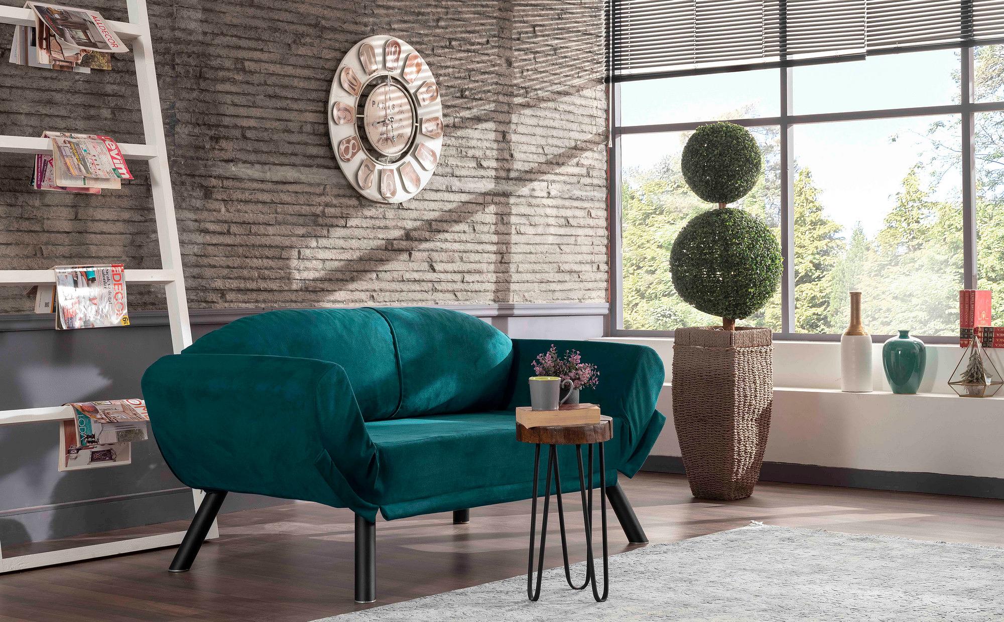 Genzo Sofa bed 2-seater Petrol Blue 1