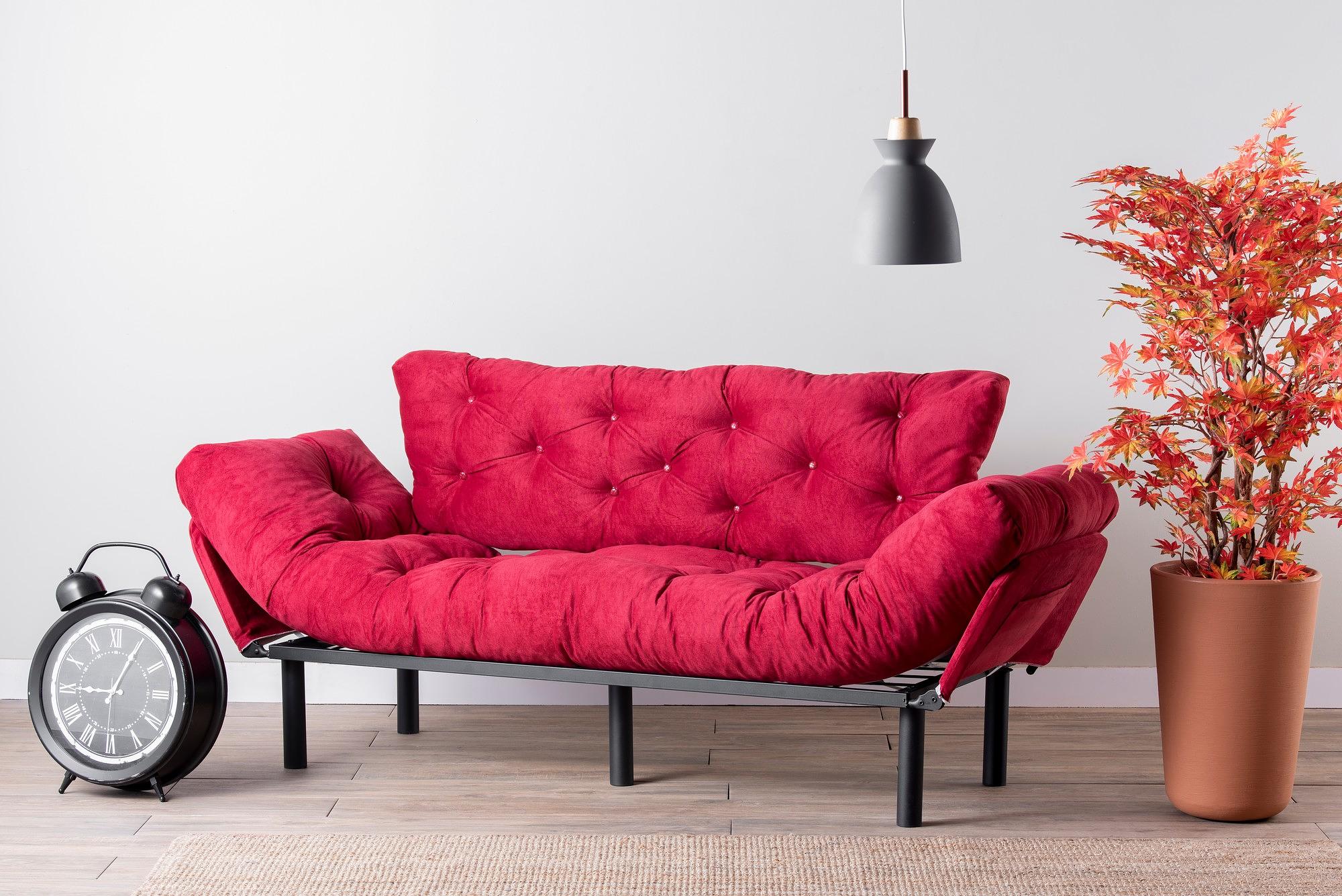 Nitta Triple Sofa Bed 3-Seater Maroon 1