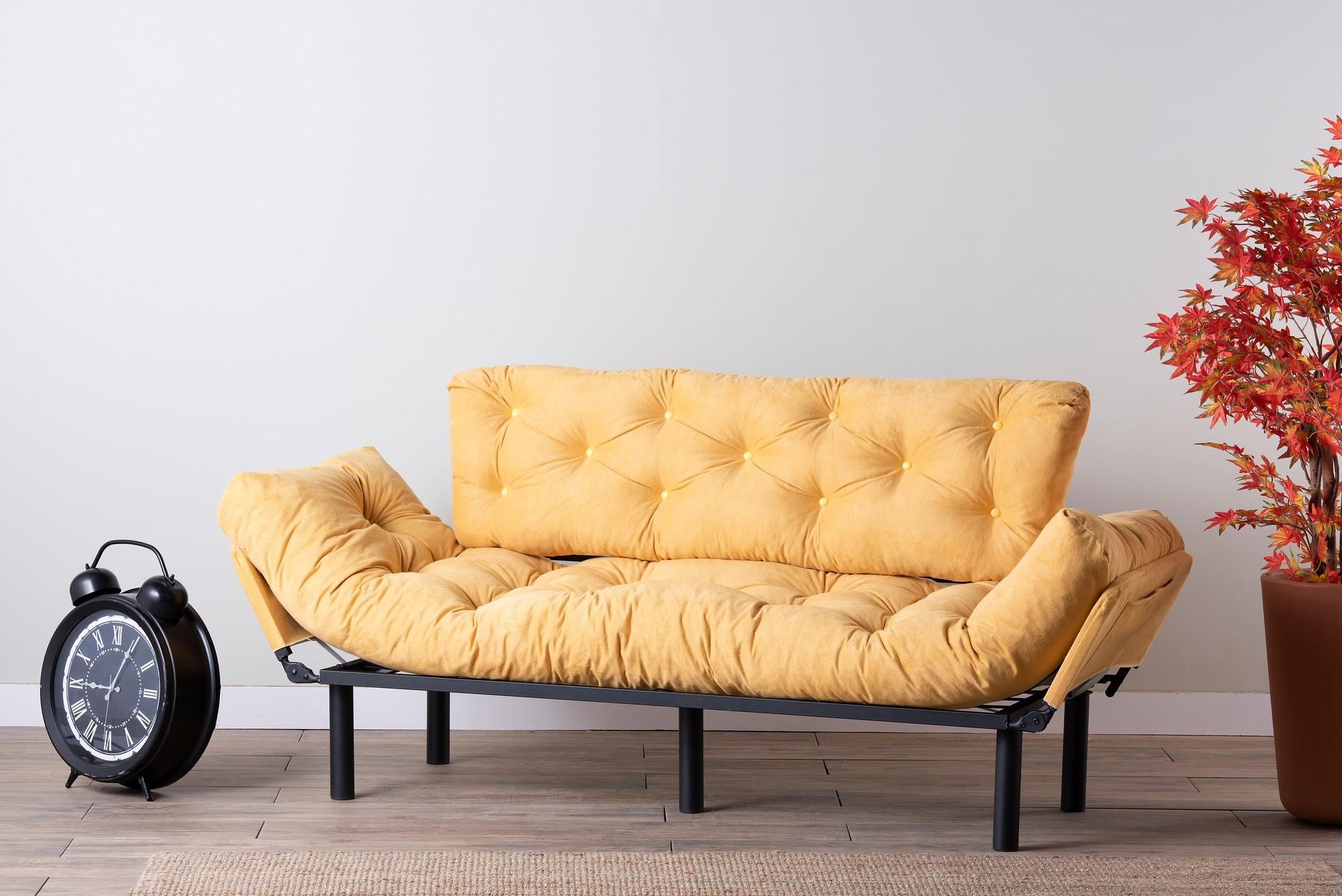 Nitta Triple Sofa Bed 3-Seater Mustard 1