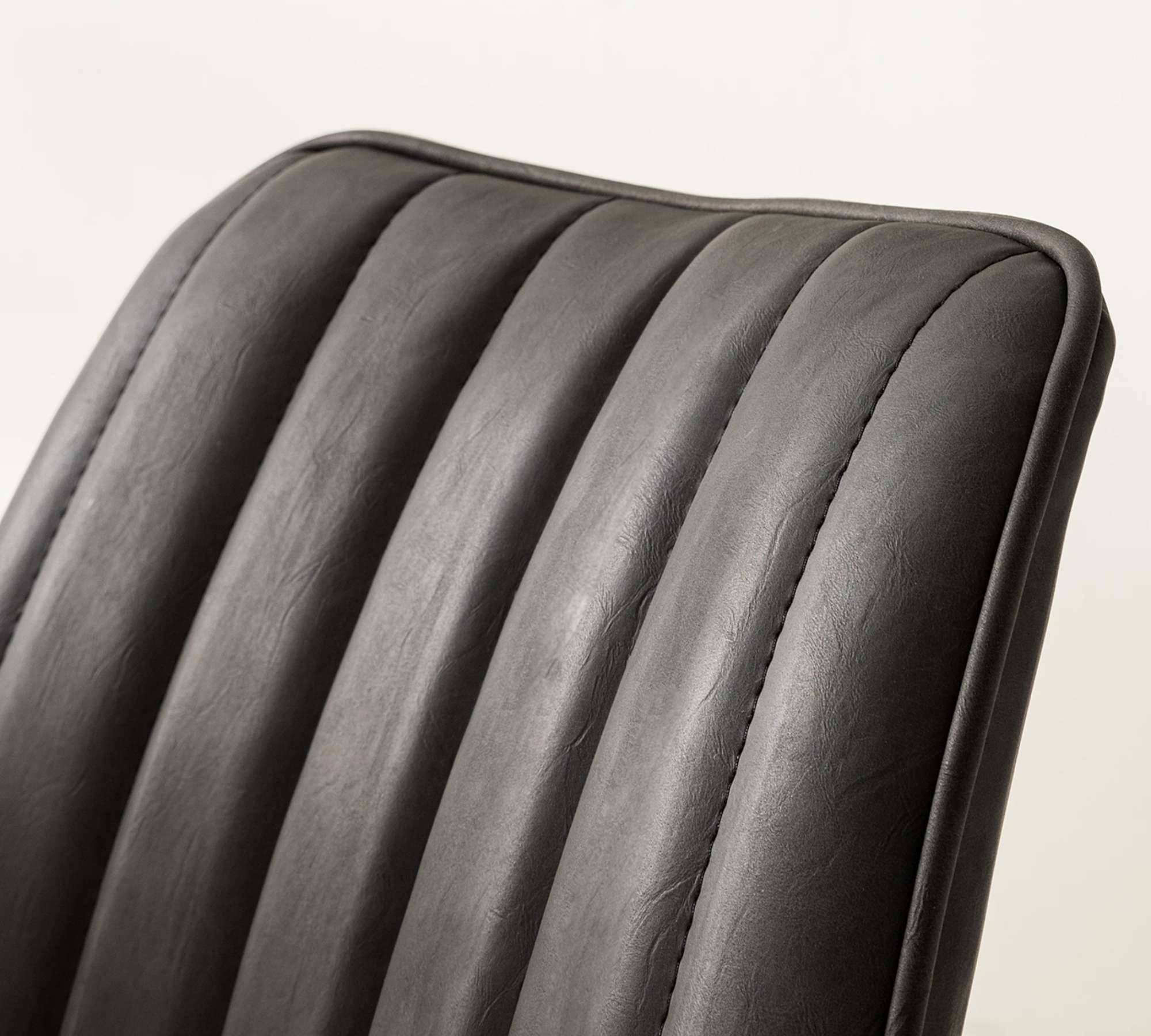 2x Upholstered chair Vegan leather Dark grey 3