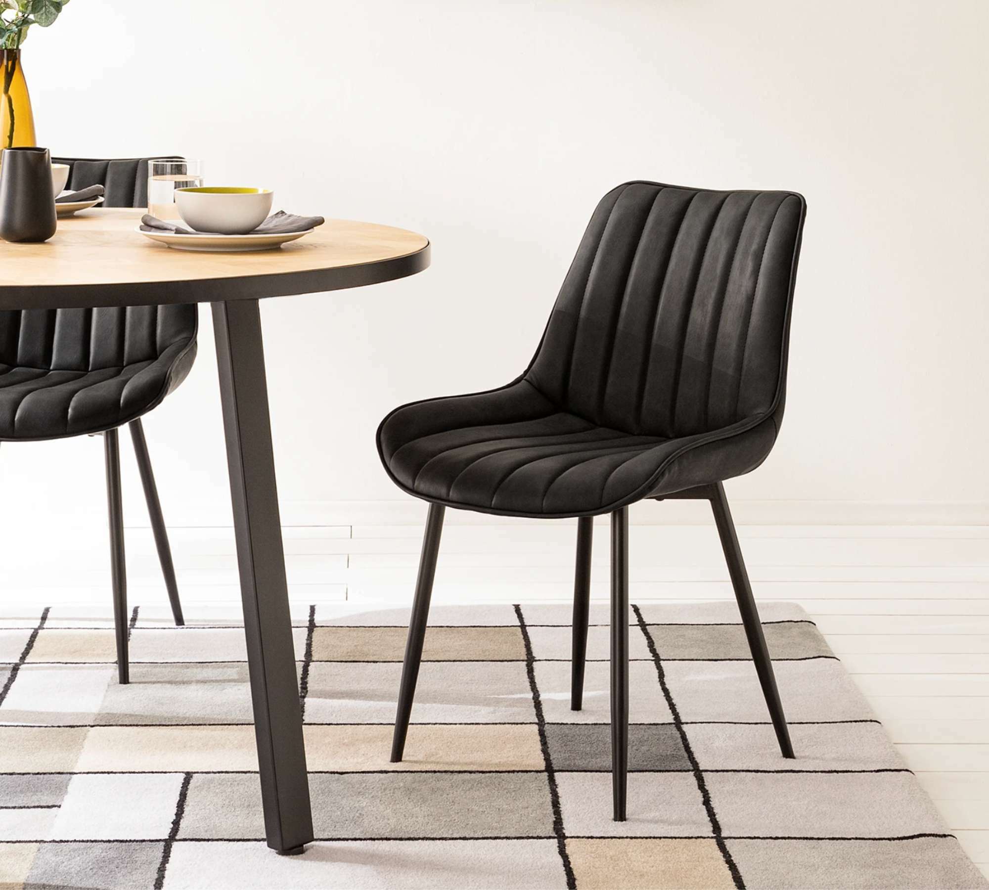 2x Upholstered chair Vegan leather Dark grey 4
