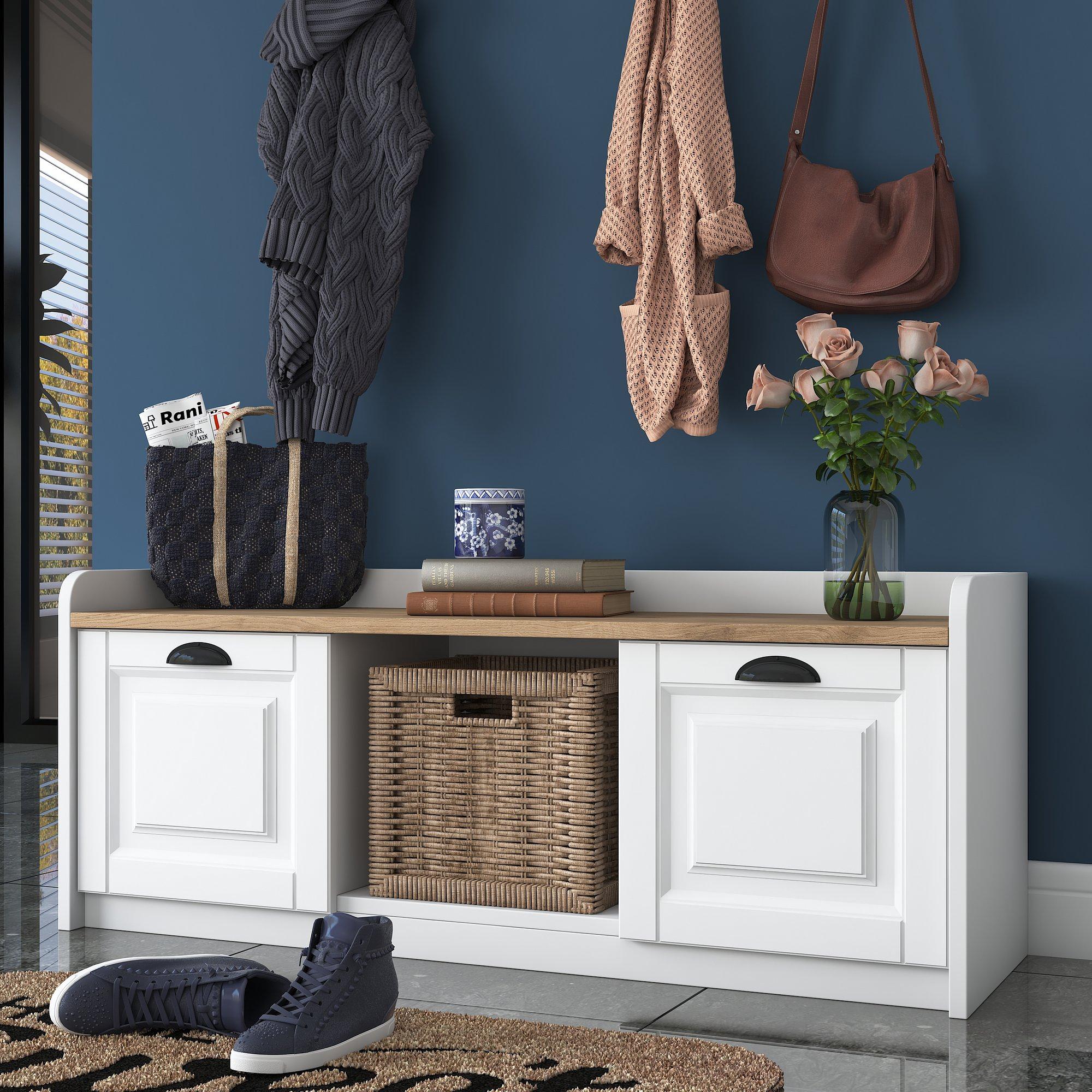 P2 Garderobe Holzfurnier Weiß 2