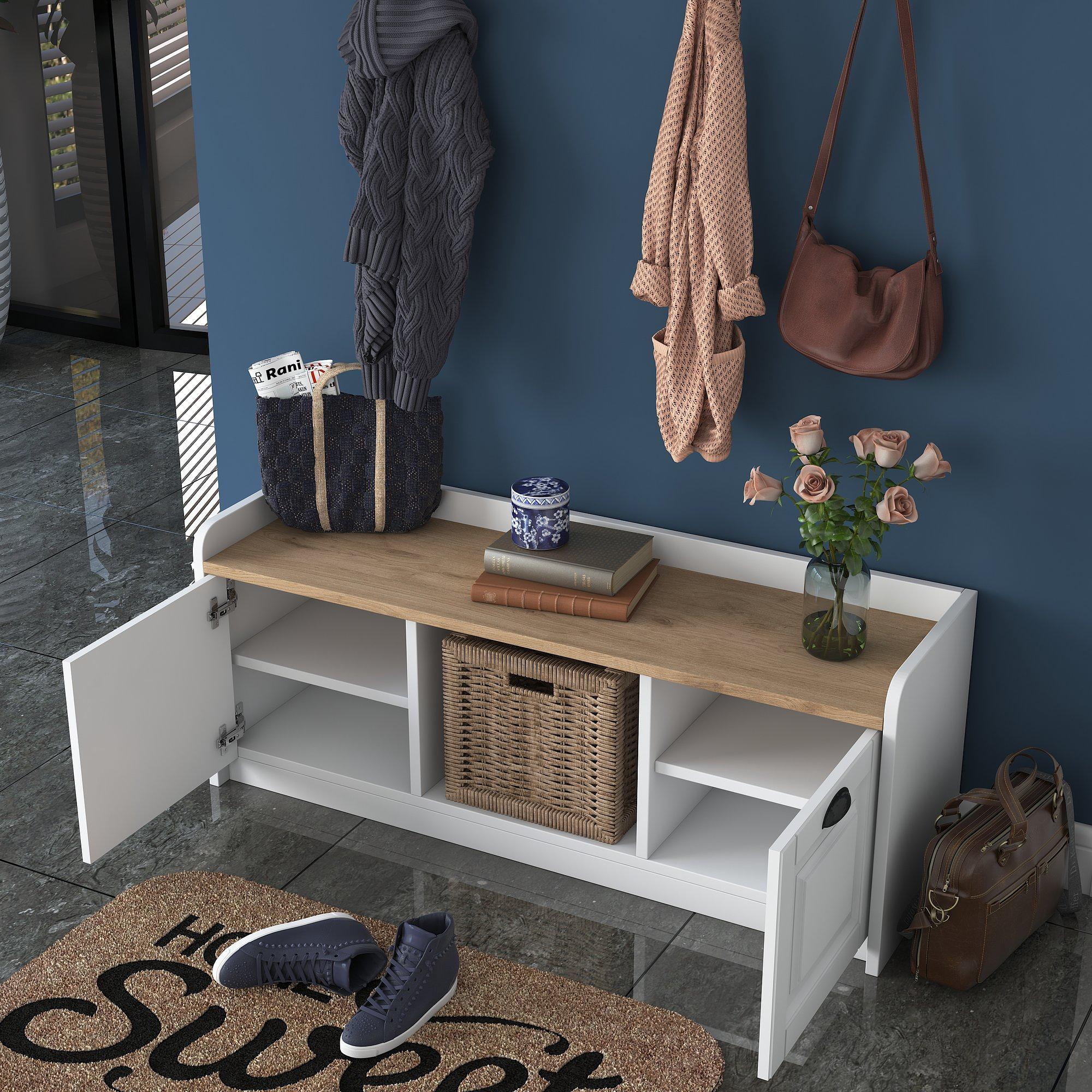P2 Garderobe Holzfurnier Weiß 5