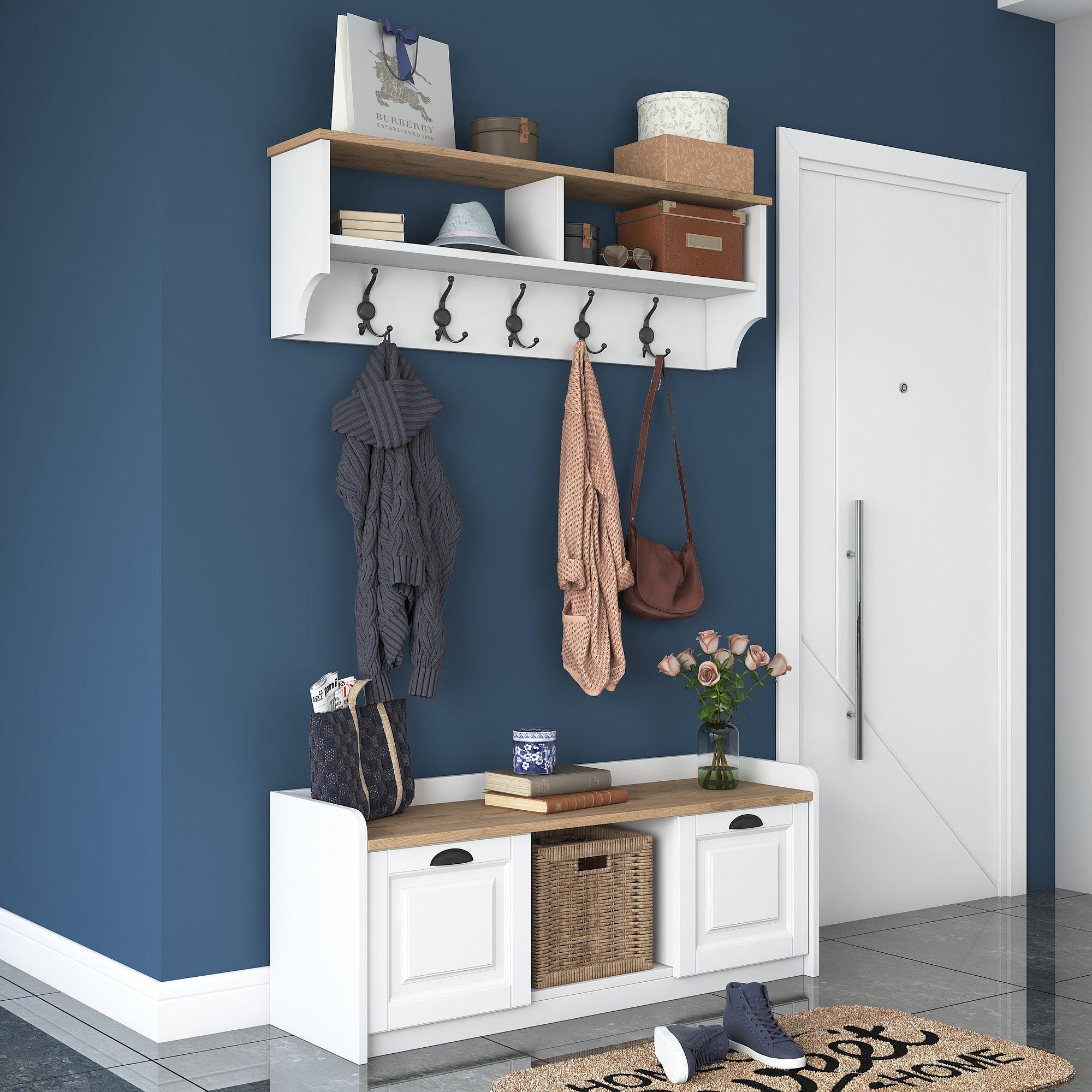 P2 Garderobe Holzfurnier Weiß 8