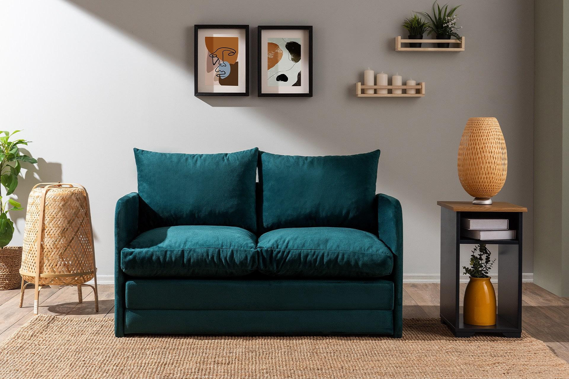 Saga Sofa Bed 2-seater Petrol Green 1