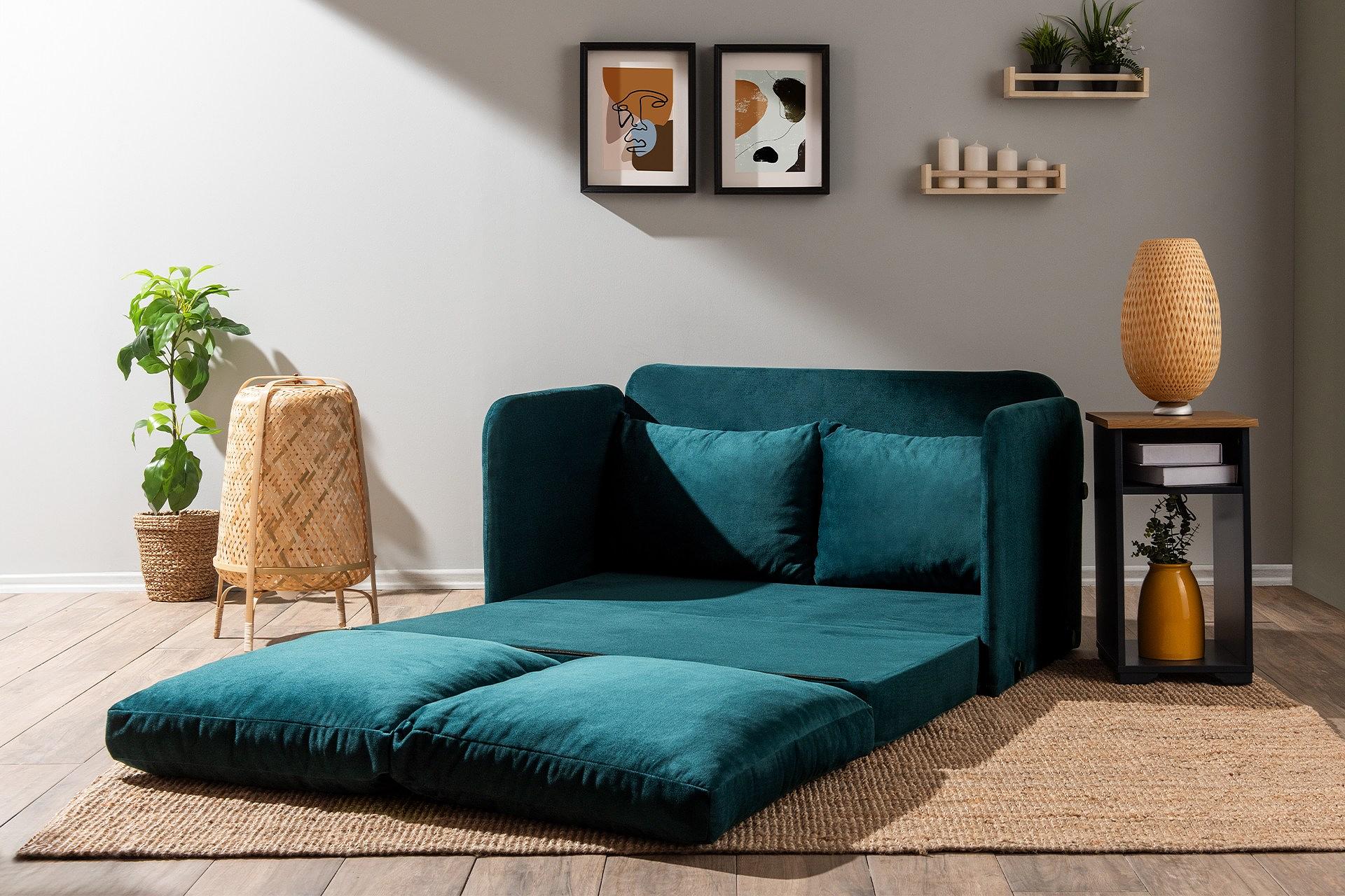 Saga Sofa Bed 2-seater Petrol Green 2