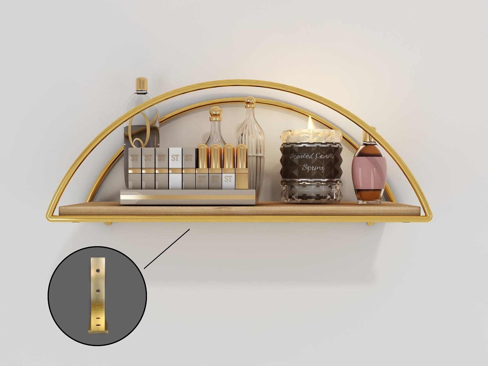 Decorative wall shelf wood veneer gold brown 2