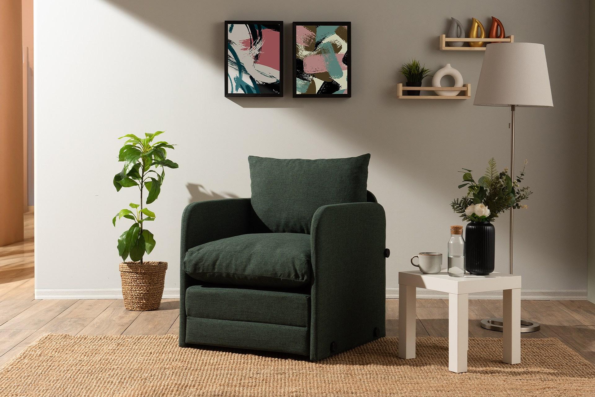 Saga Sofa bed 1-seater Green 1