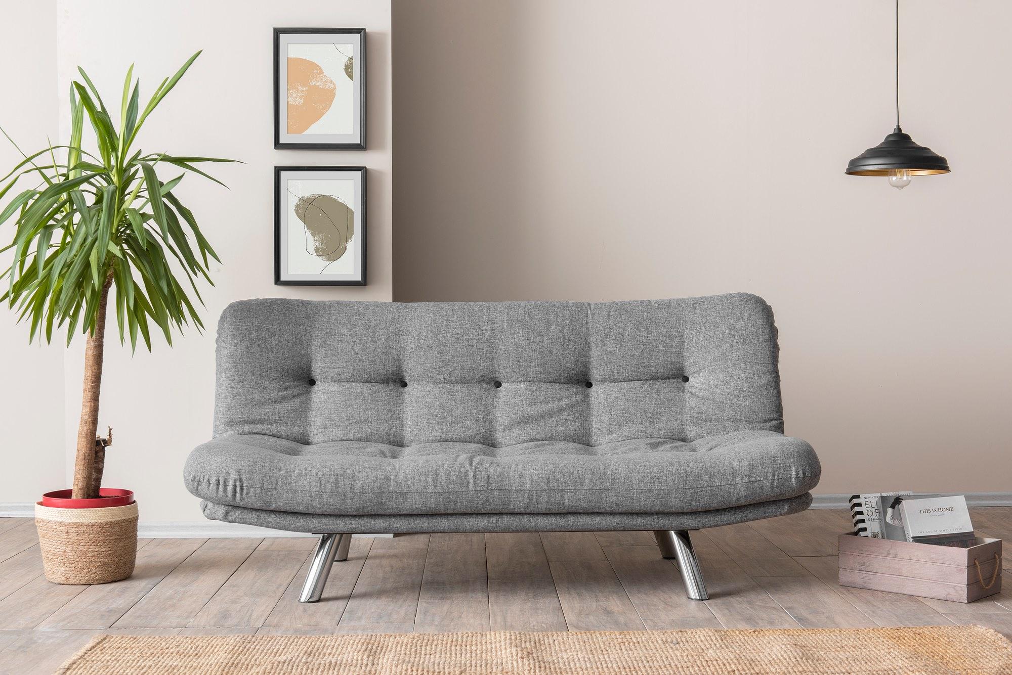 Misa Small Sofa Bed 3-seater Light Grey 0