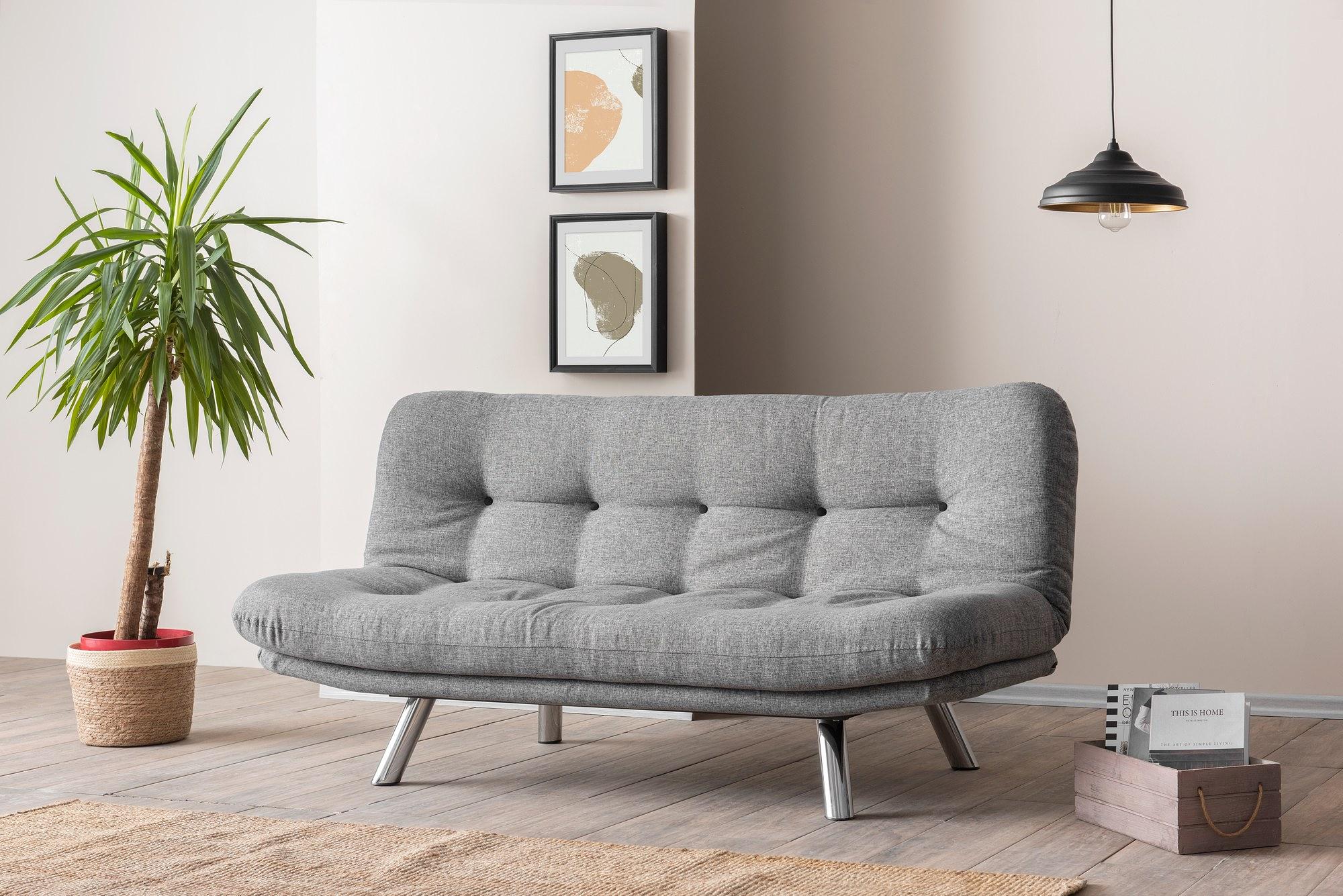 Misa Small Sofa Bed 3-seater Light Grey 1