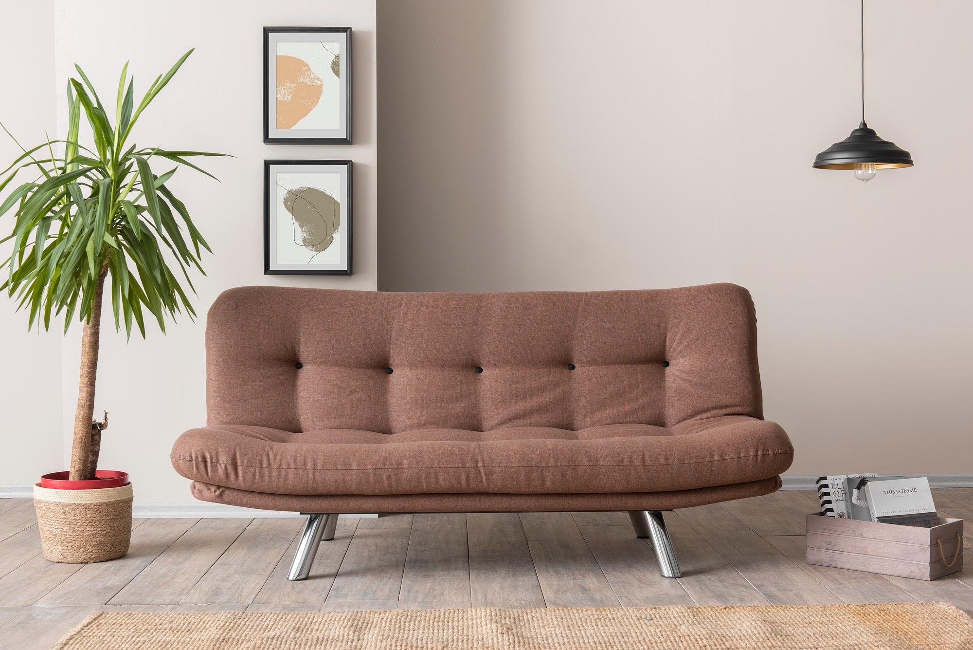 Misa Small Sofa Bed 3-seater Light Brown 0