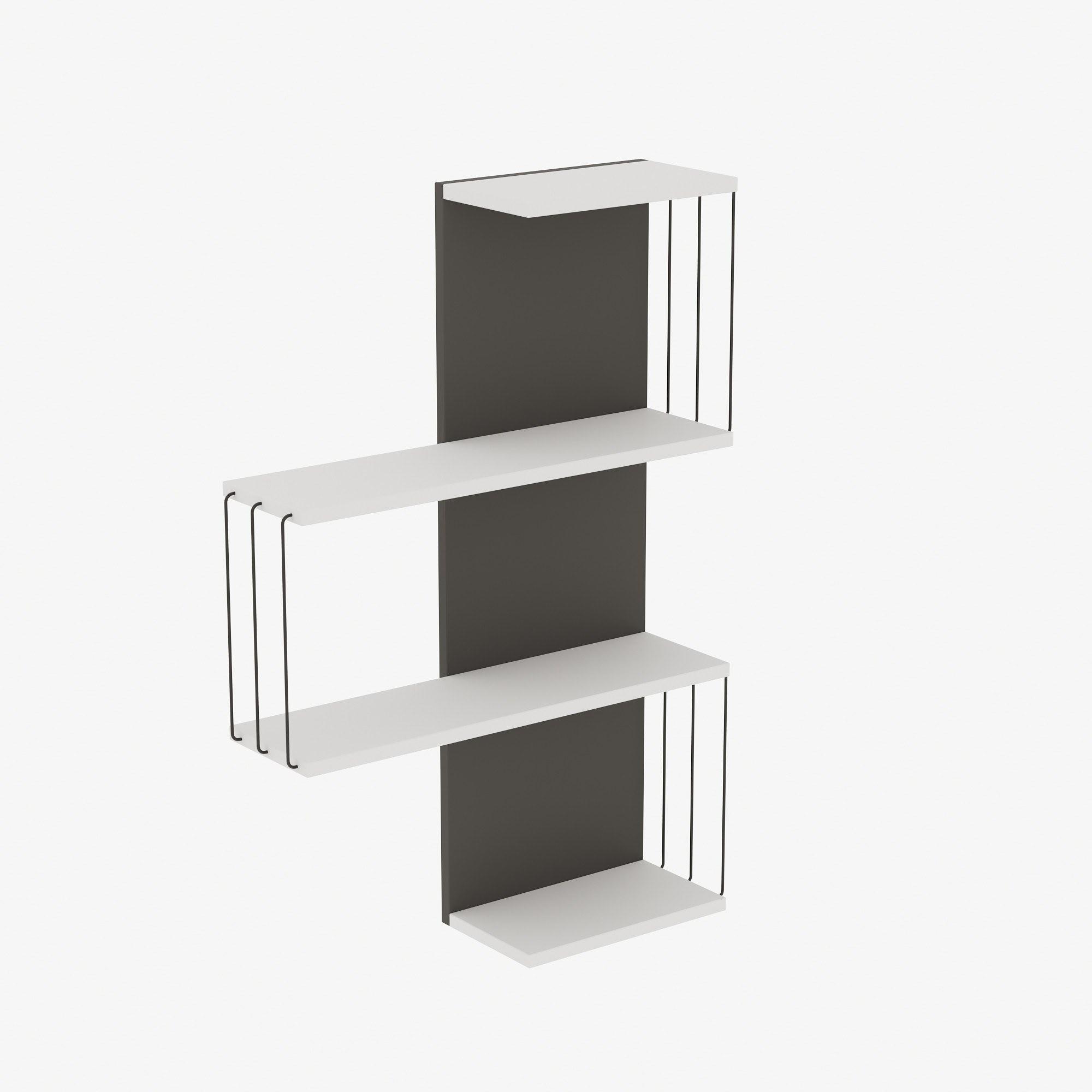 Cambel Wall shelf Wood veneer White Anthracite 6