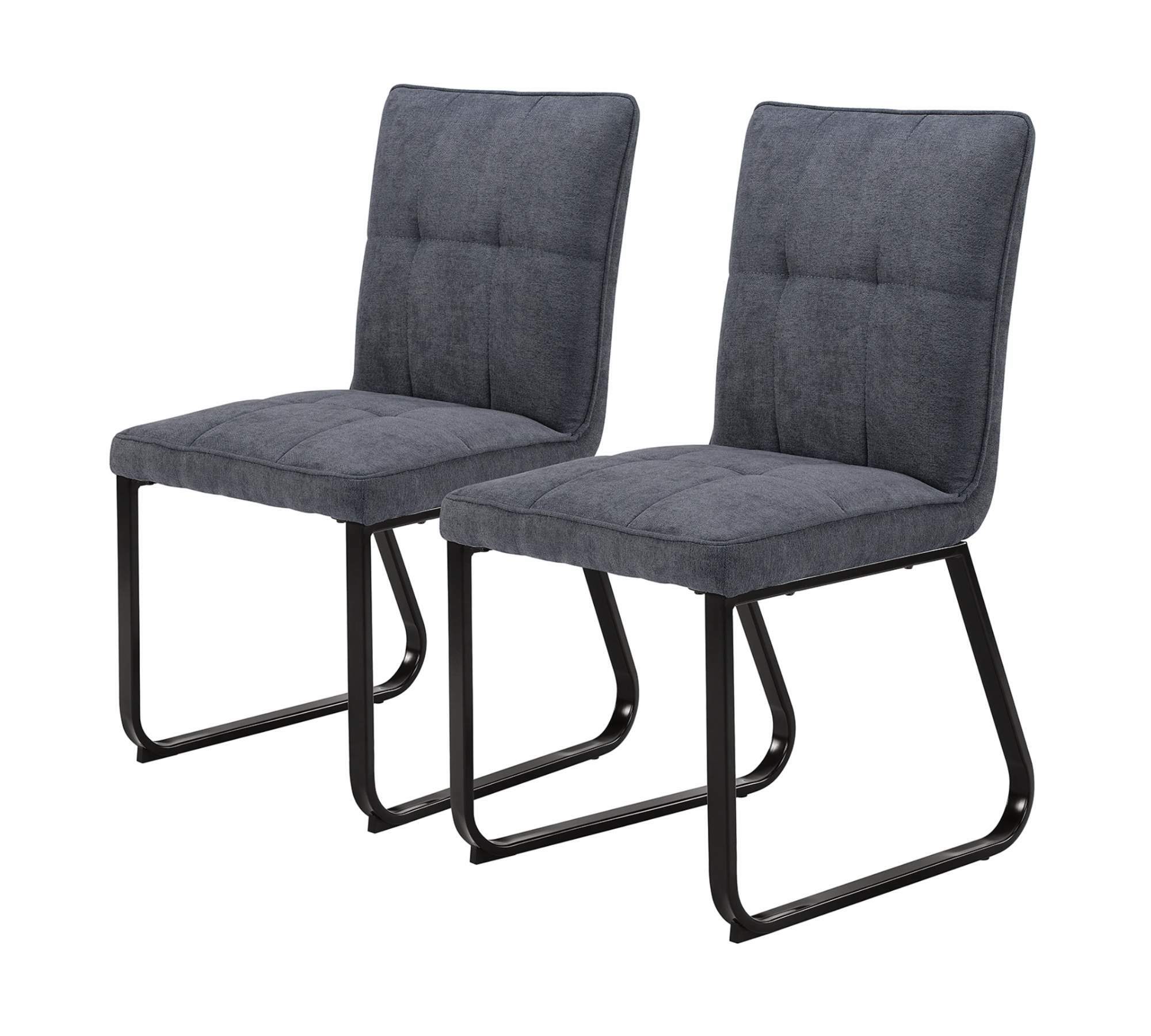 2x Polsterstuhl Webstoff Dunkelgrau 0
