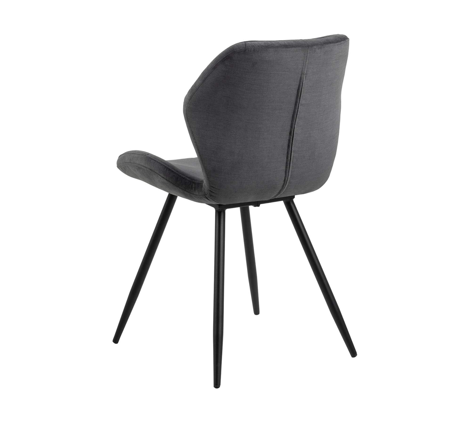 2x Upholstered chair metal fabric black grey 3