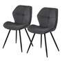 2x Polsterstuhl Metall Webstoff Schwarz Grau 0