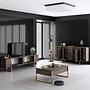 Luxury Living Room Furniture Set Wood Veneer Gold 9